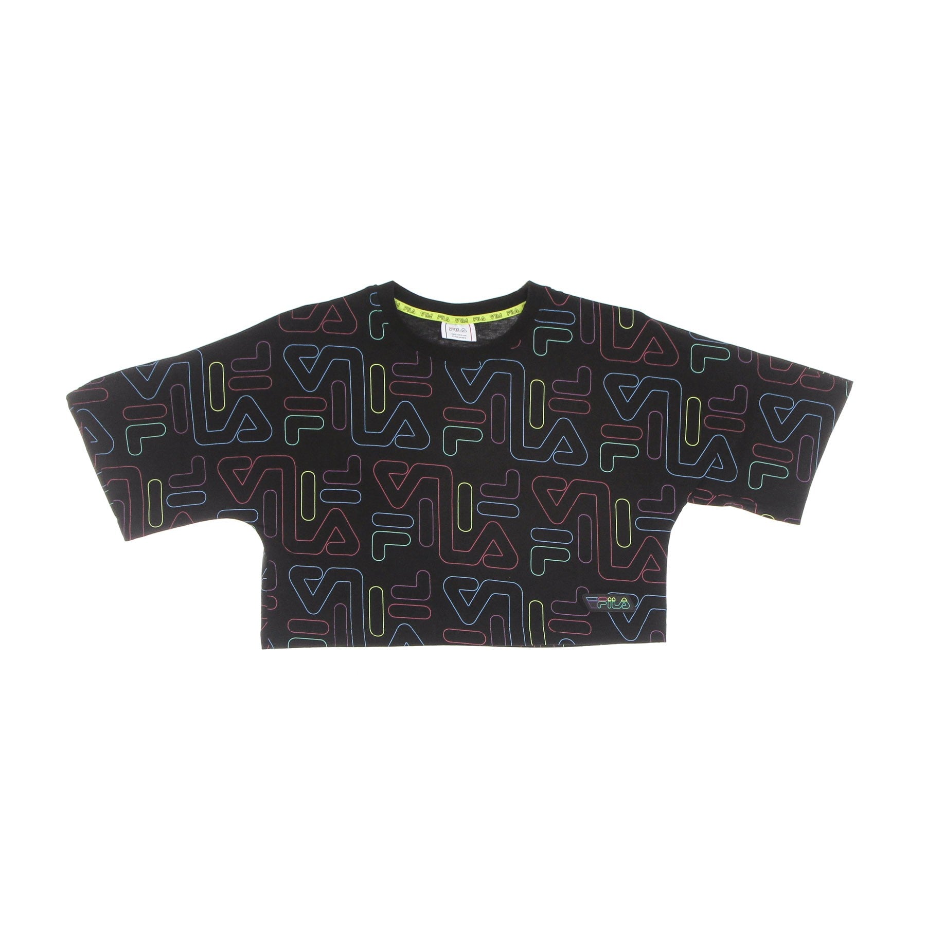 Fila, Maglietta Corta Ragazza Samia Aop Wide Cropped Tee, Black
