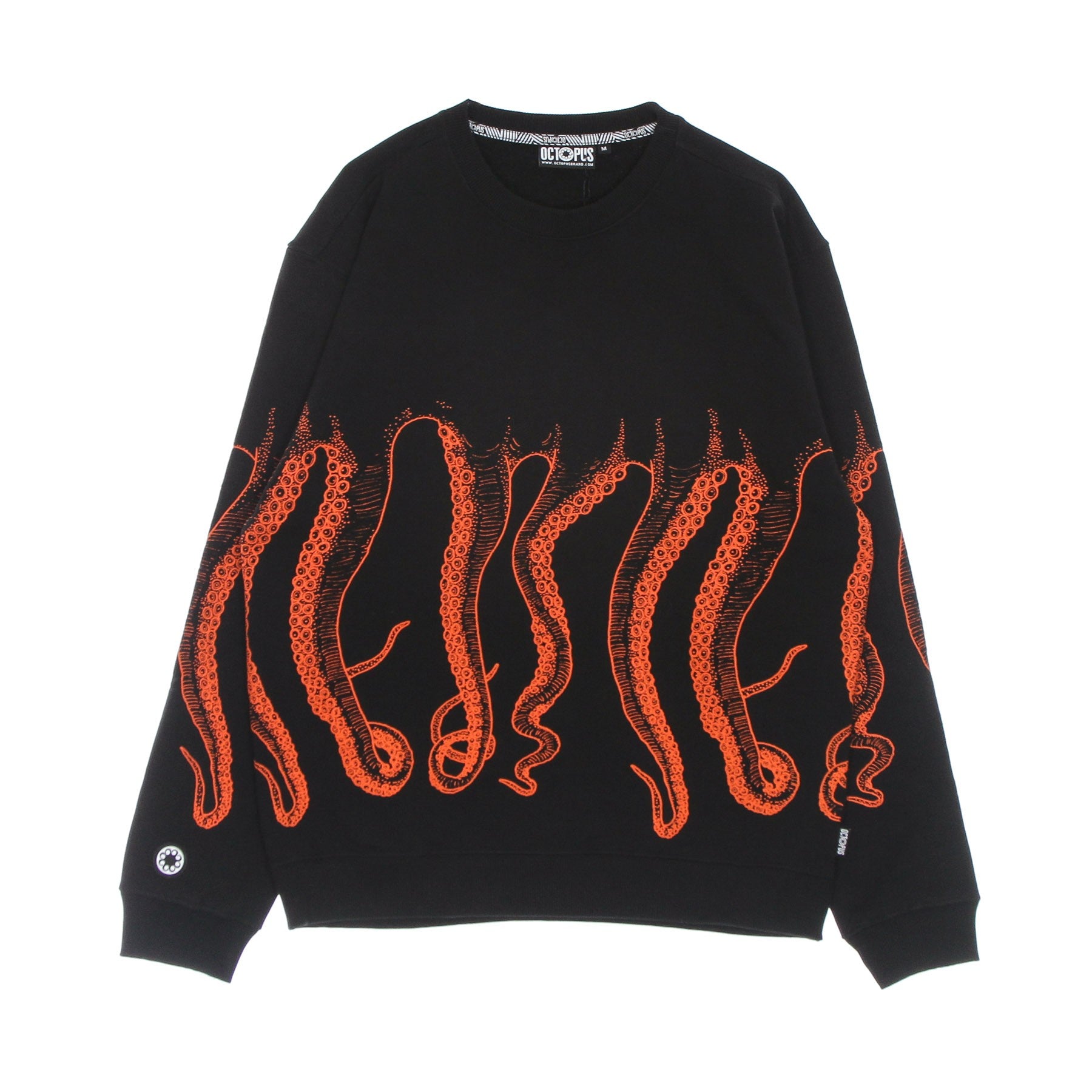 Octopus, Felpa Leggera Girocollo Uomo Outline Crewneck, Black
