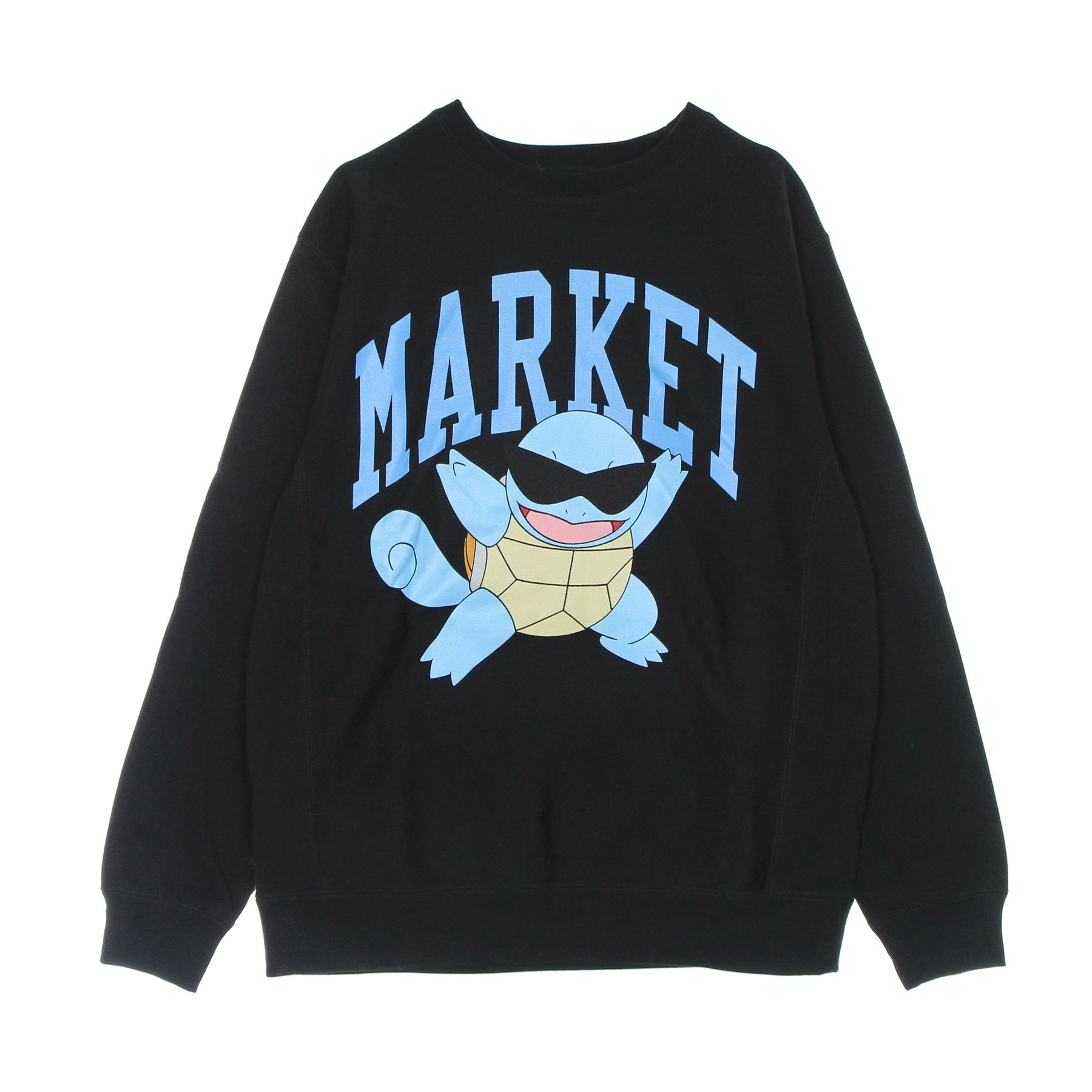 Market, Felpa Girocollo Uomo Squirtle Arc Chillin Crewneck Sweatshirt X Pokemon, Black