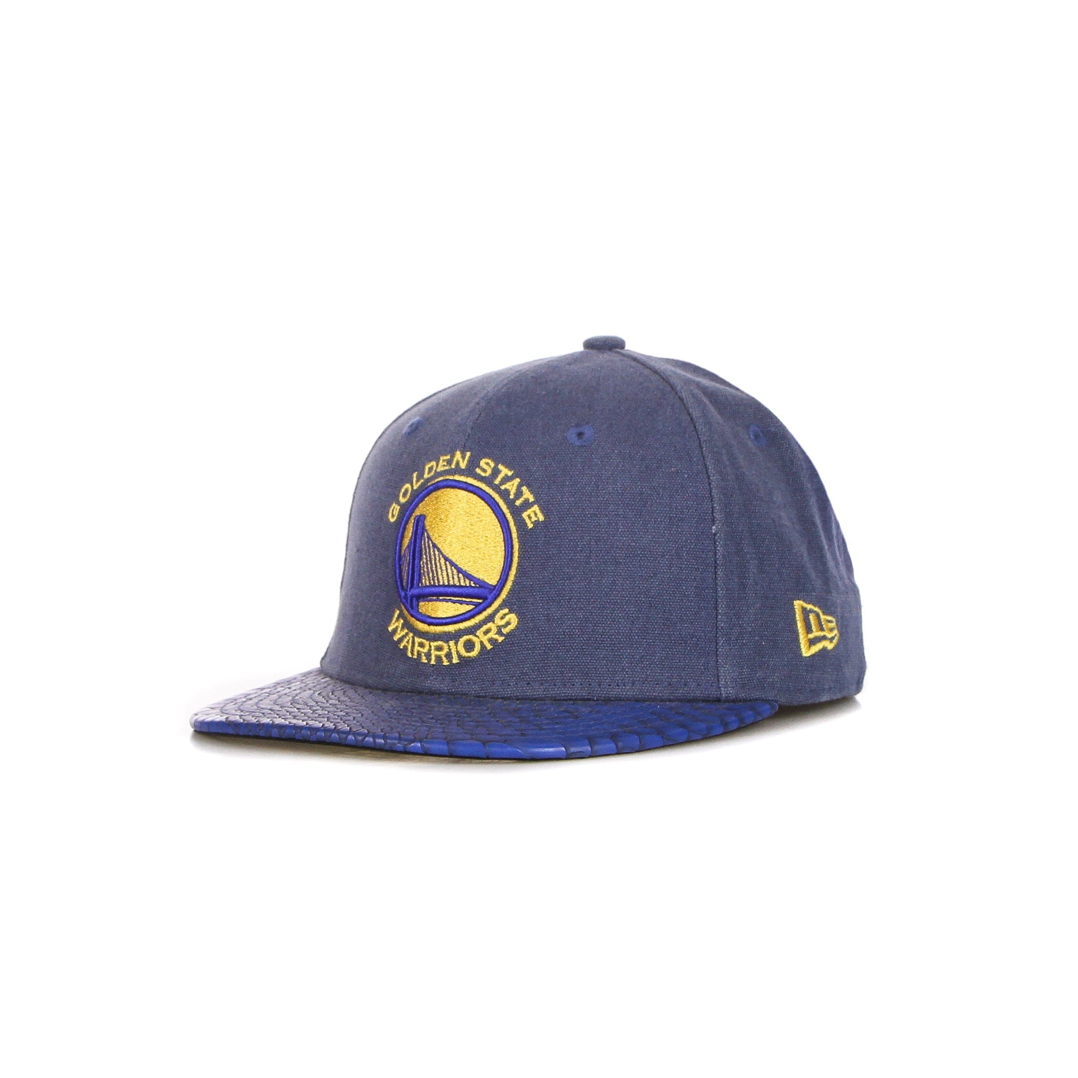 New Era, Cappellino Visiera Piatta Uomo New Era Cap Fitted Nba "golden State Warriors" Team Pu Canvas Darkroyal/yellow, Unico