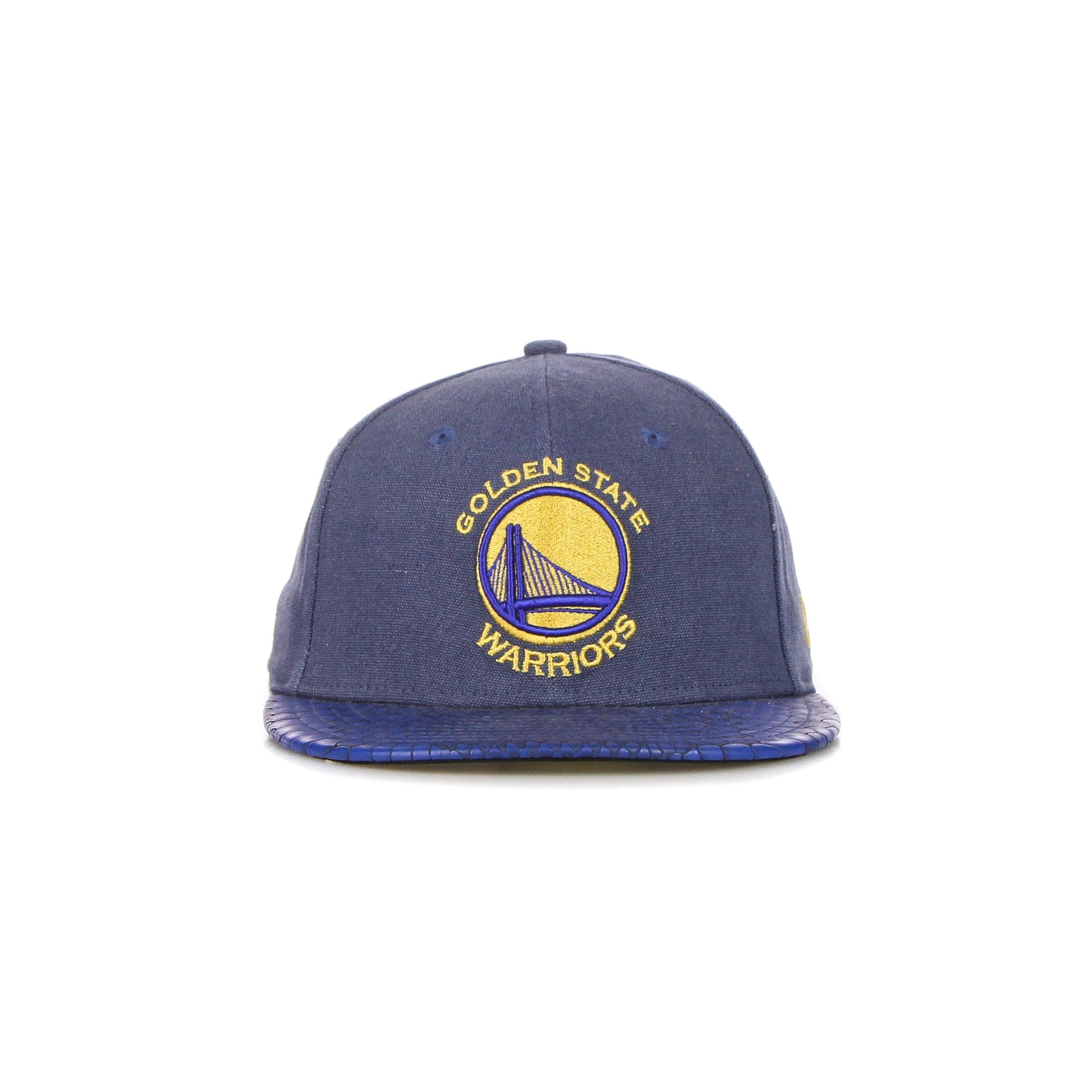 New Era, Cappellino Visiera Piatta Uomo New Era Cap Fitted Nba "golden State Warriors" Team Pu Canvas Darkroyal/yellow, 