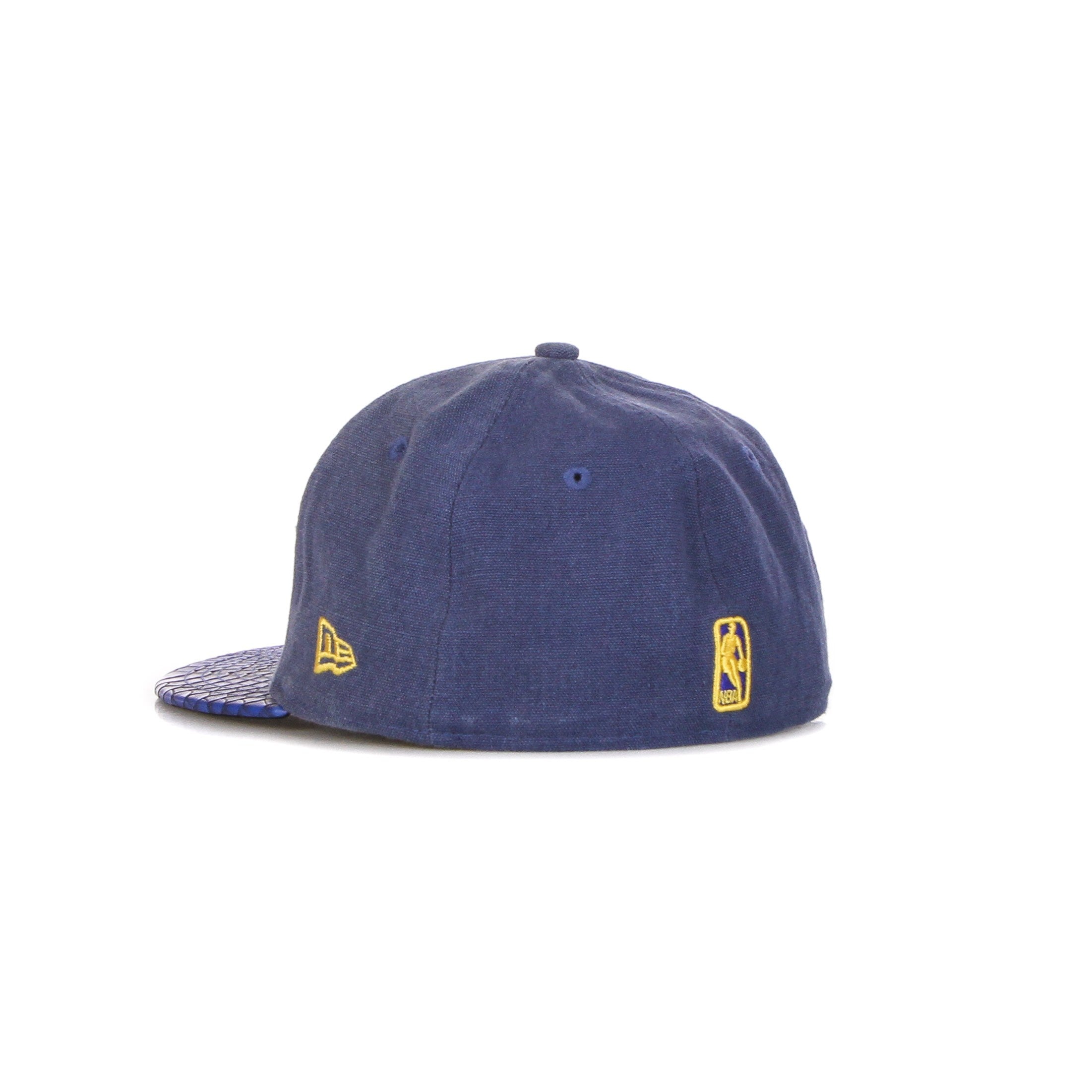 New Era, Cappellino Visiera Piatta Uomo New Era Cap Fitted Nba "golden State Warriors" Team Pu Canvas Darkroyal/yellow, 
