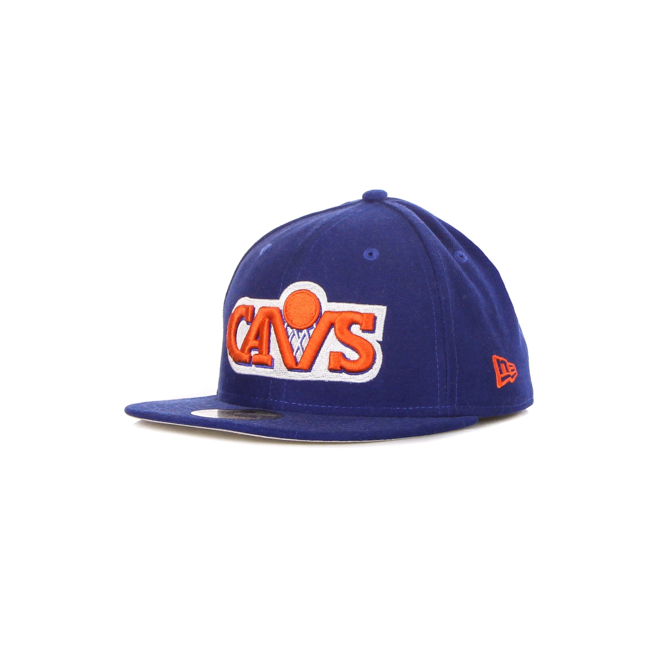 Flat Brim Men's Cap New Era Cap Fitted Nba "cleveland Cavaliers" Hardwood Classics Royal/orange Unique