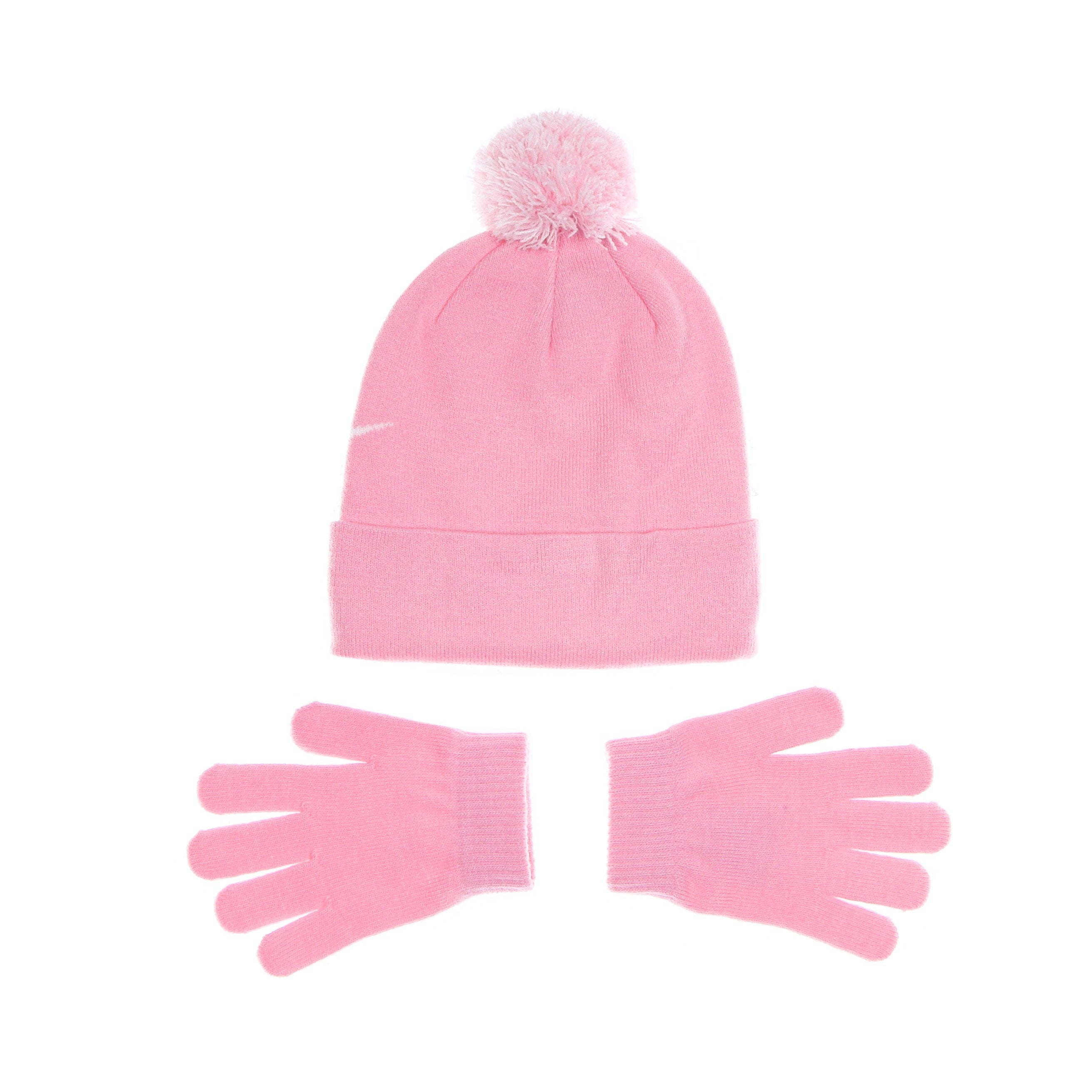 Hat+gloves set for girls Swoosh Pom Beanie&amp; Glove Pink Foam