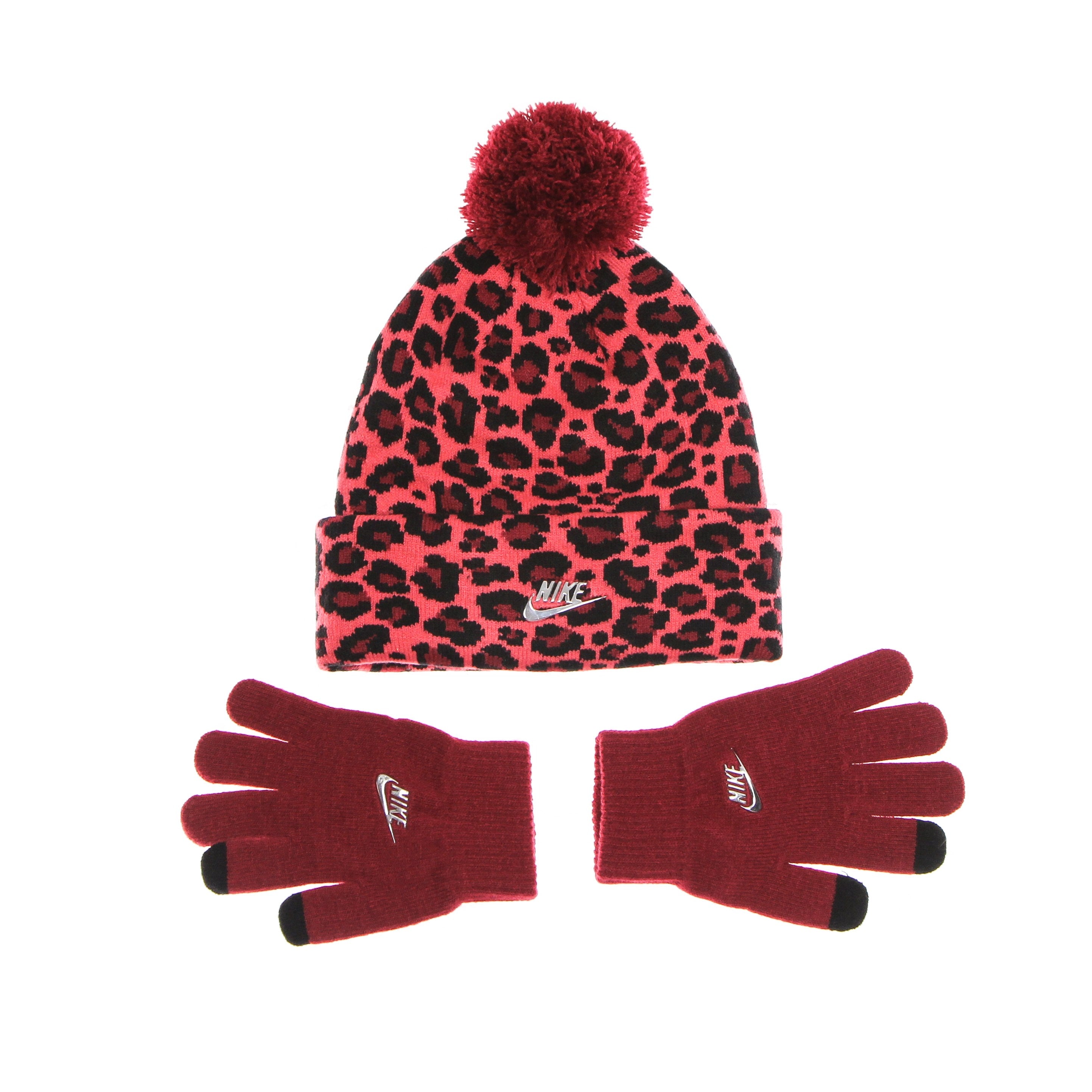 Hat+gloves Set Girl Leopard Futura Beanie Pomegranate Set