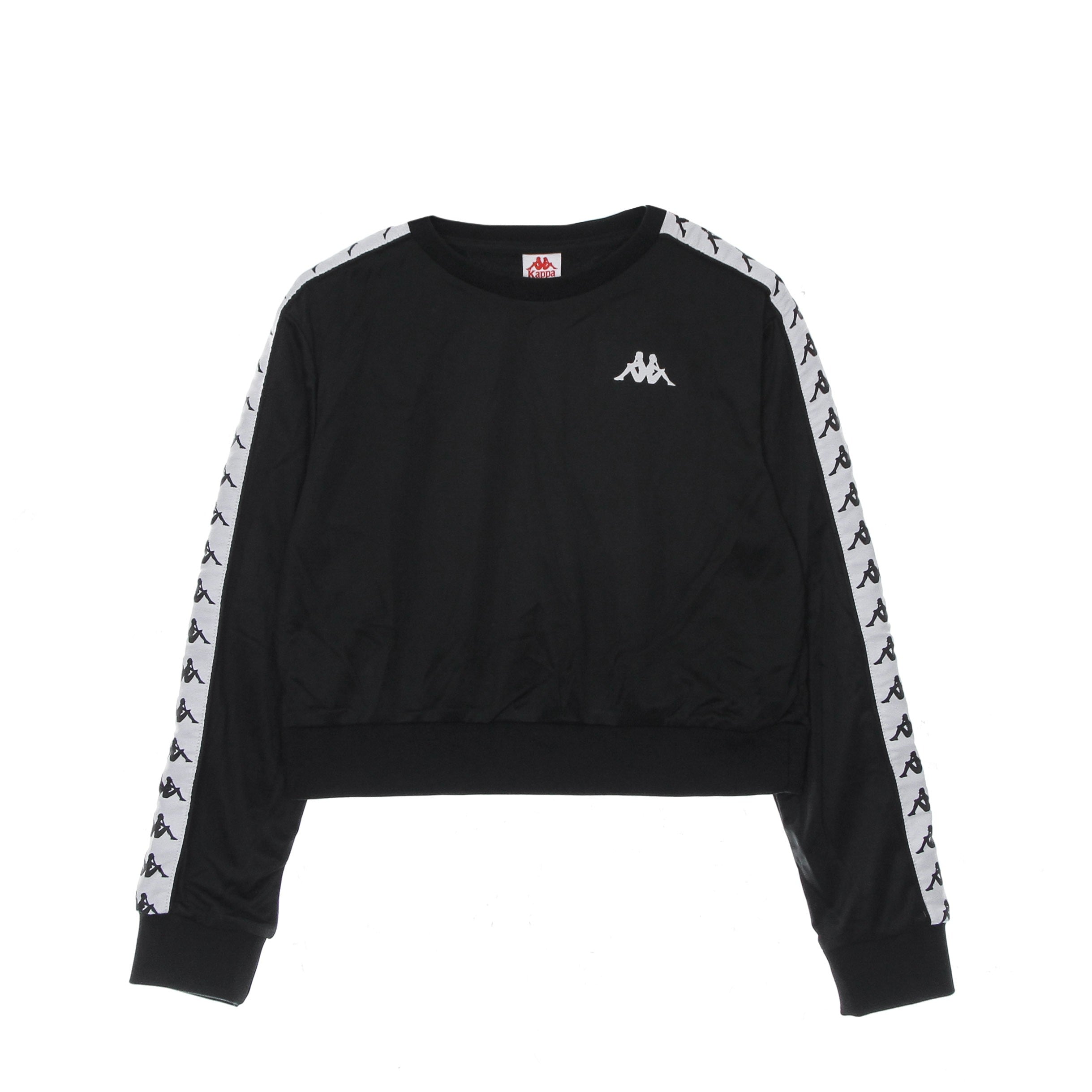 Kappa, Felpa Leggera Girocollo Corta Donna Banda Ahmis, Black/white