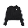 Kappa, Felpa Leggera Girocollo Corta Donna Banda Ahmis, Black/white