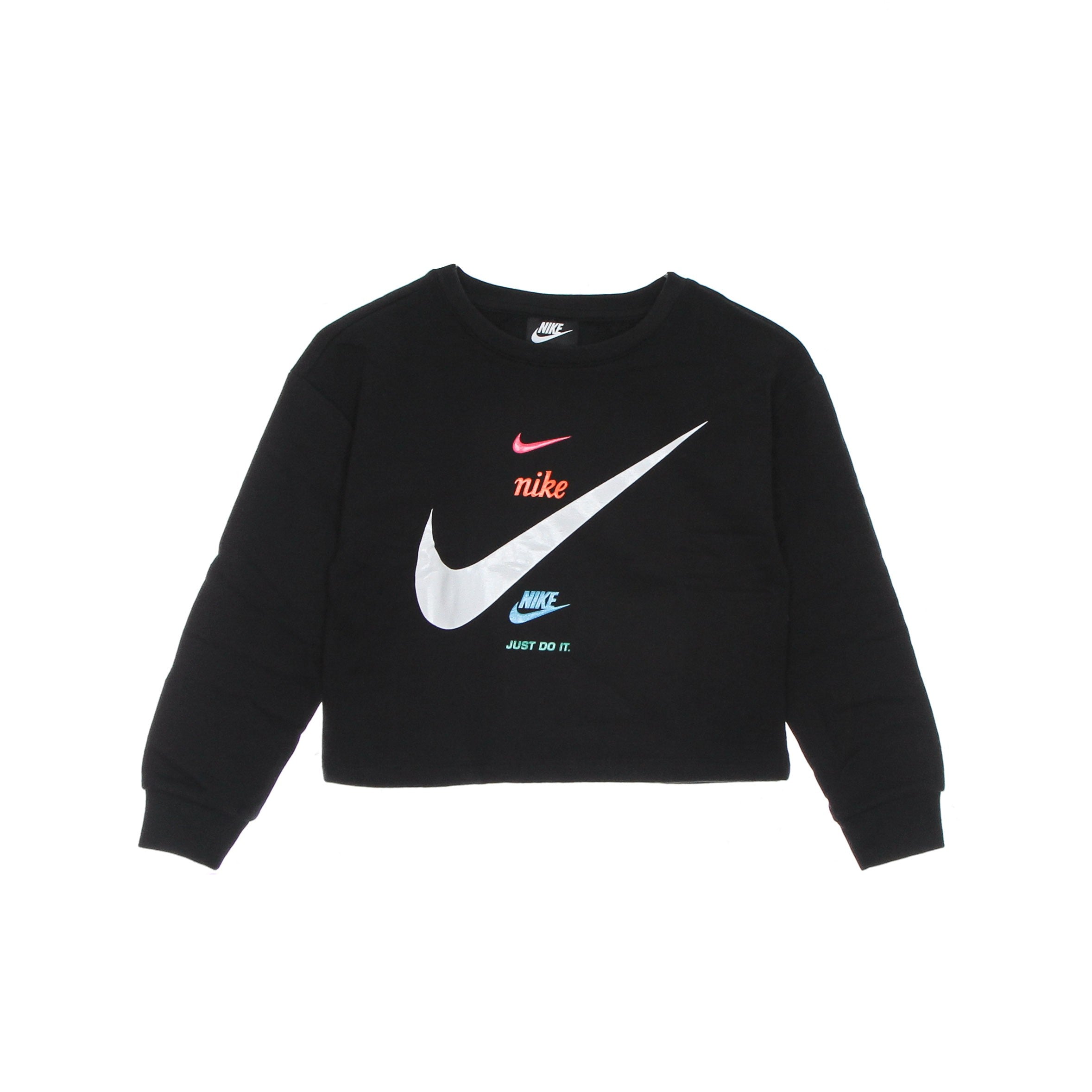 Nike, Felpa Girocollo Bambina Fleece Boxy Crew, Black