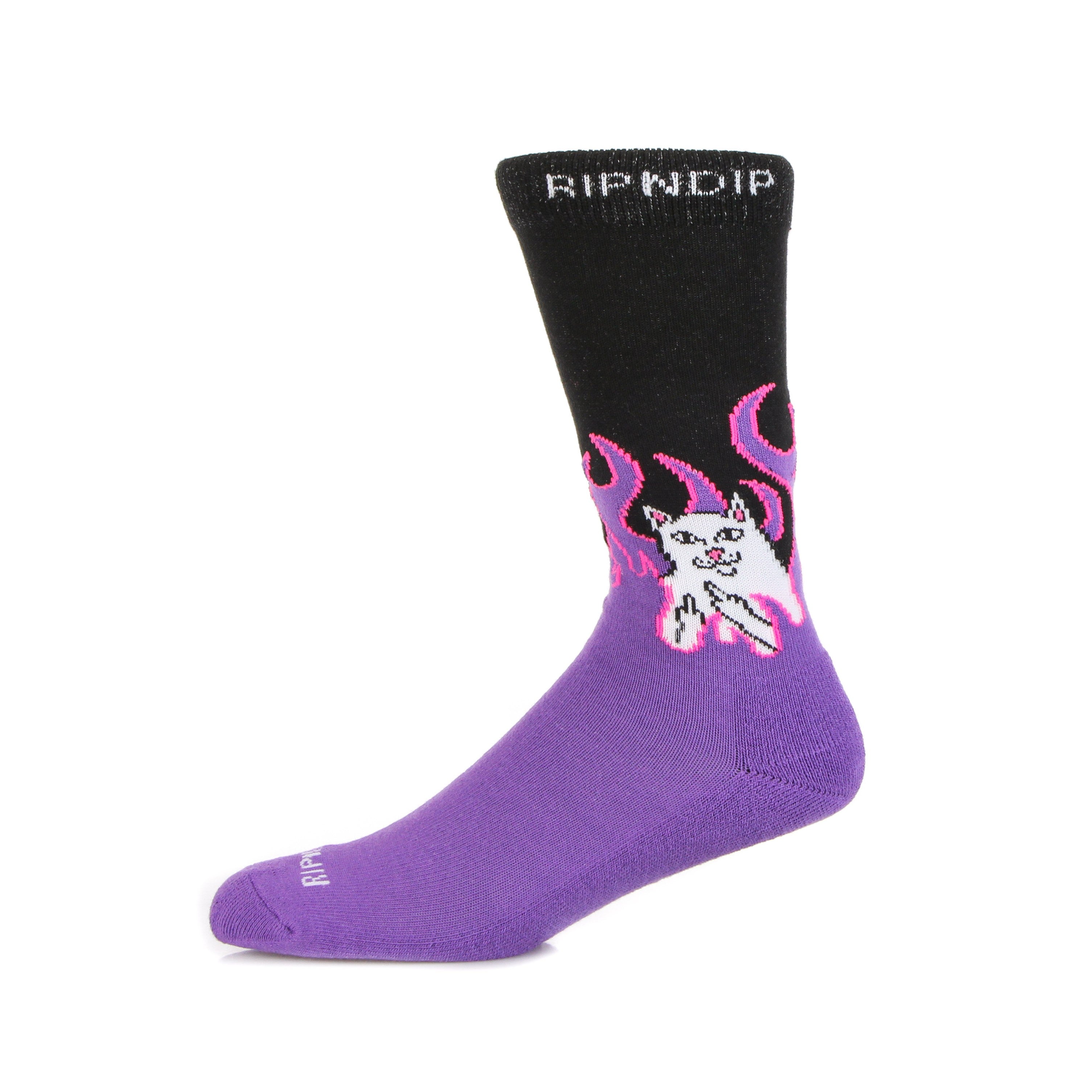 Ripndip, Calza Media Uomo Welcome To Heck Socks, Black/purple/pink