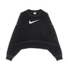 Nike, Felpa Leggera Girocollo Corta Donna Sportswear Swoosh Fleece Crew Md Cropped, Black/black/white