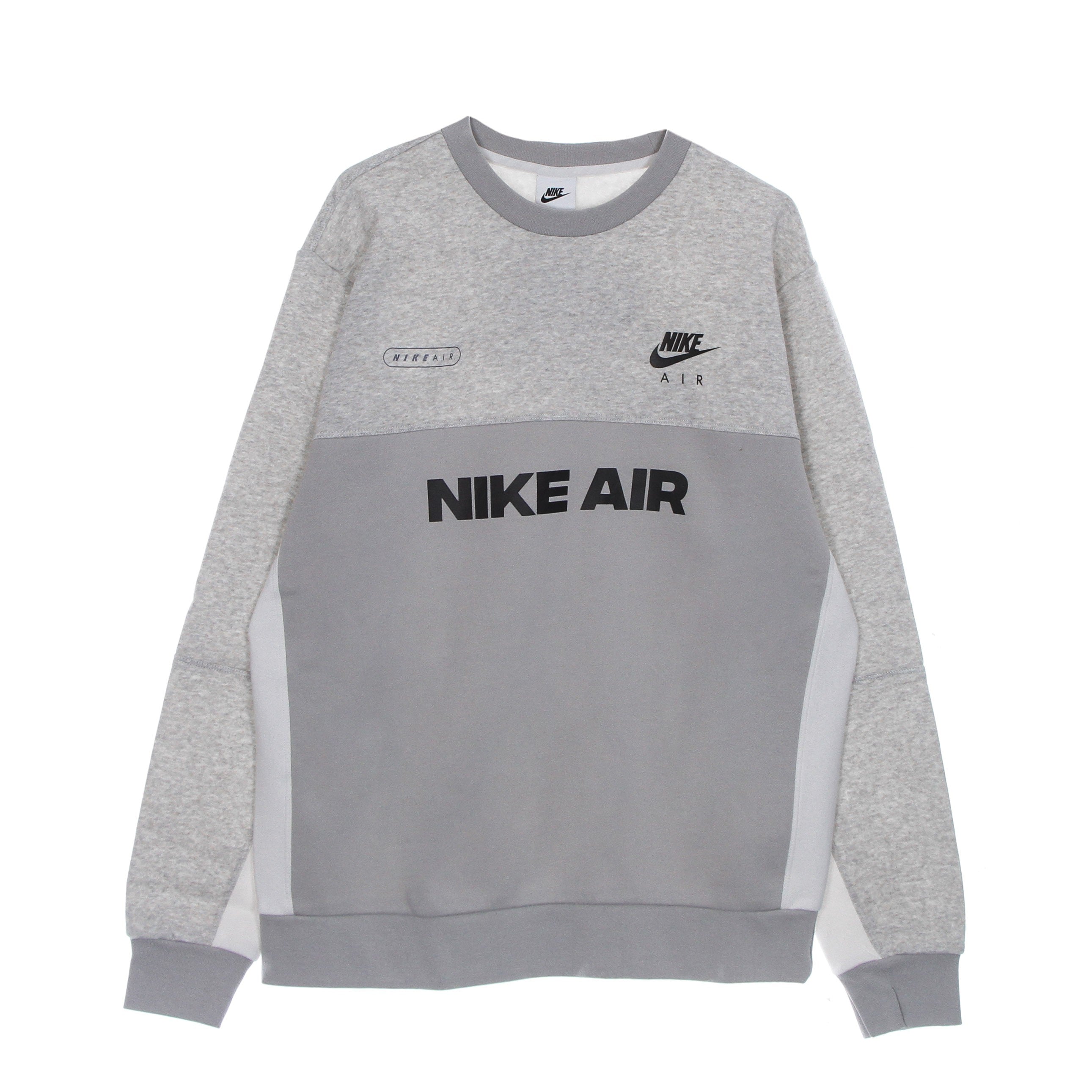 Nike, Felpa Girocollo Uomo Sportswear Air Brushed-back Crew, Lt Iron Ore/htr/phantom/black