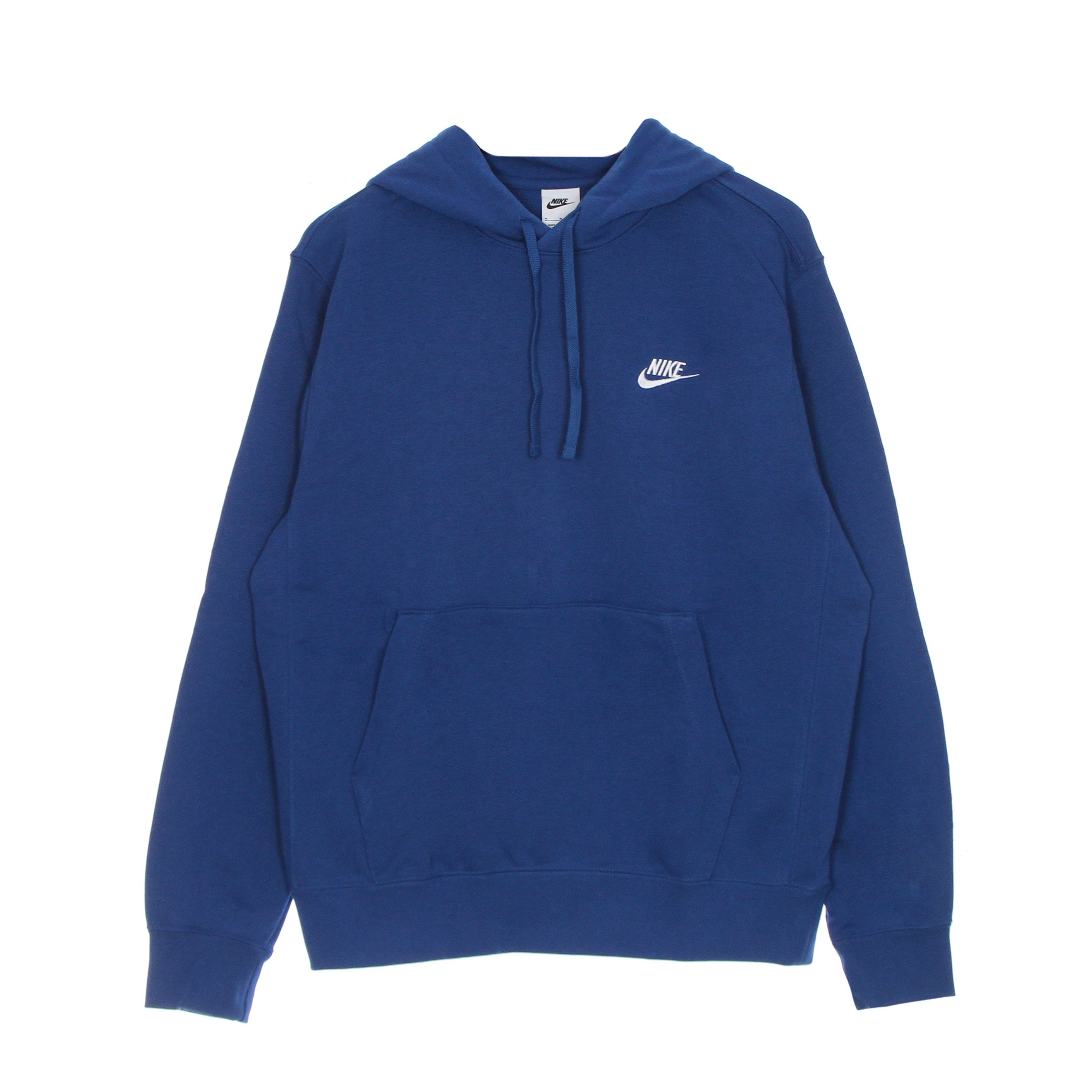 Nike, Felpa Leggera Cappuccio Uomo Sportswear Club Hoodie, Dk Marina Blue/dk Marina Blue/white