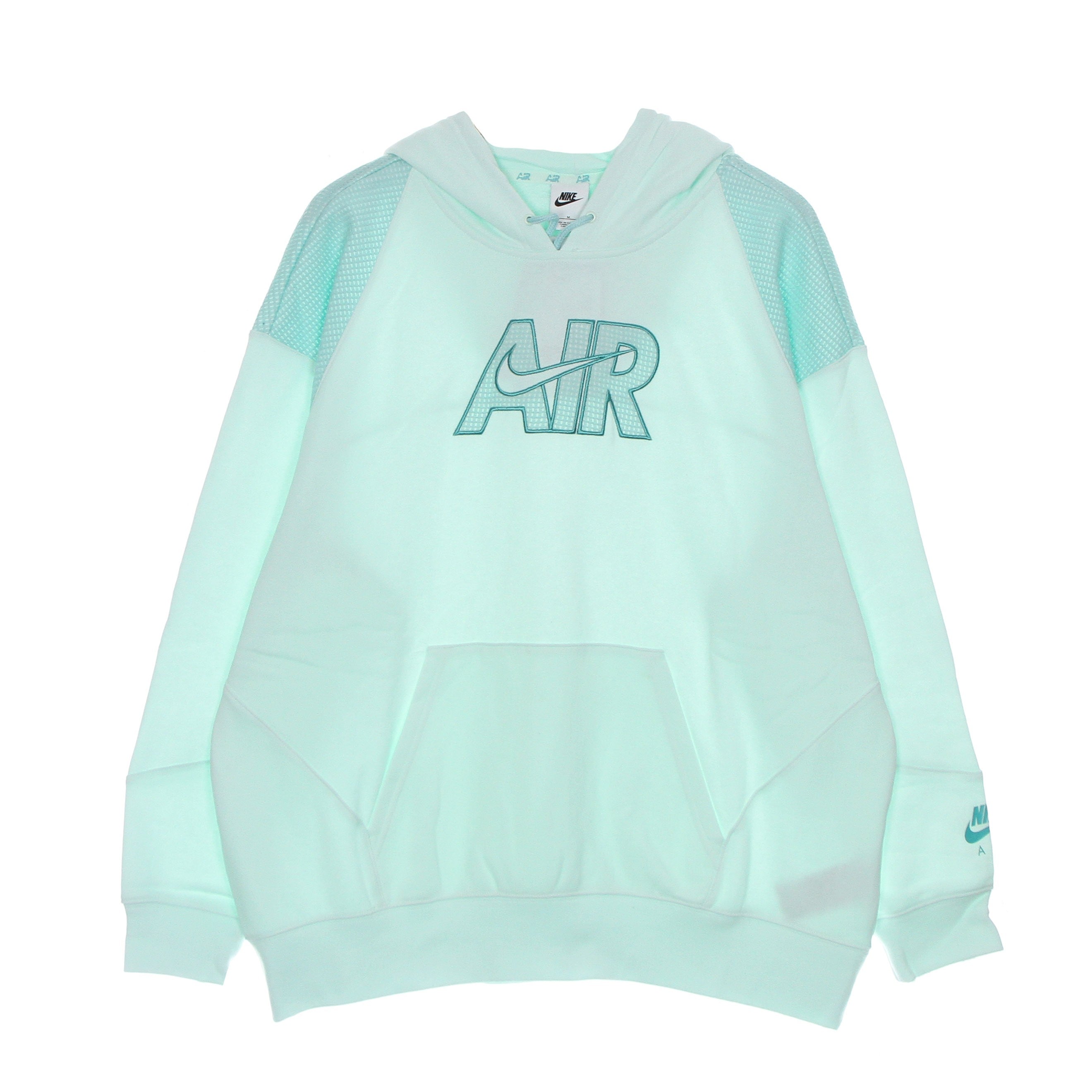 Nike, Felpa Leggera Cappuccio Donna Sportswear Air Fleece Hoodie, Barely Green/light Dew/washed Teal