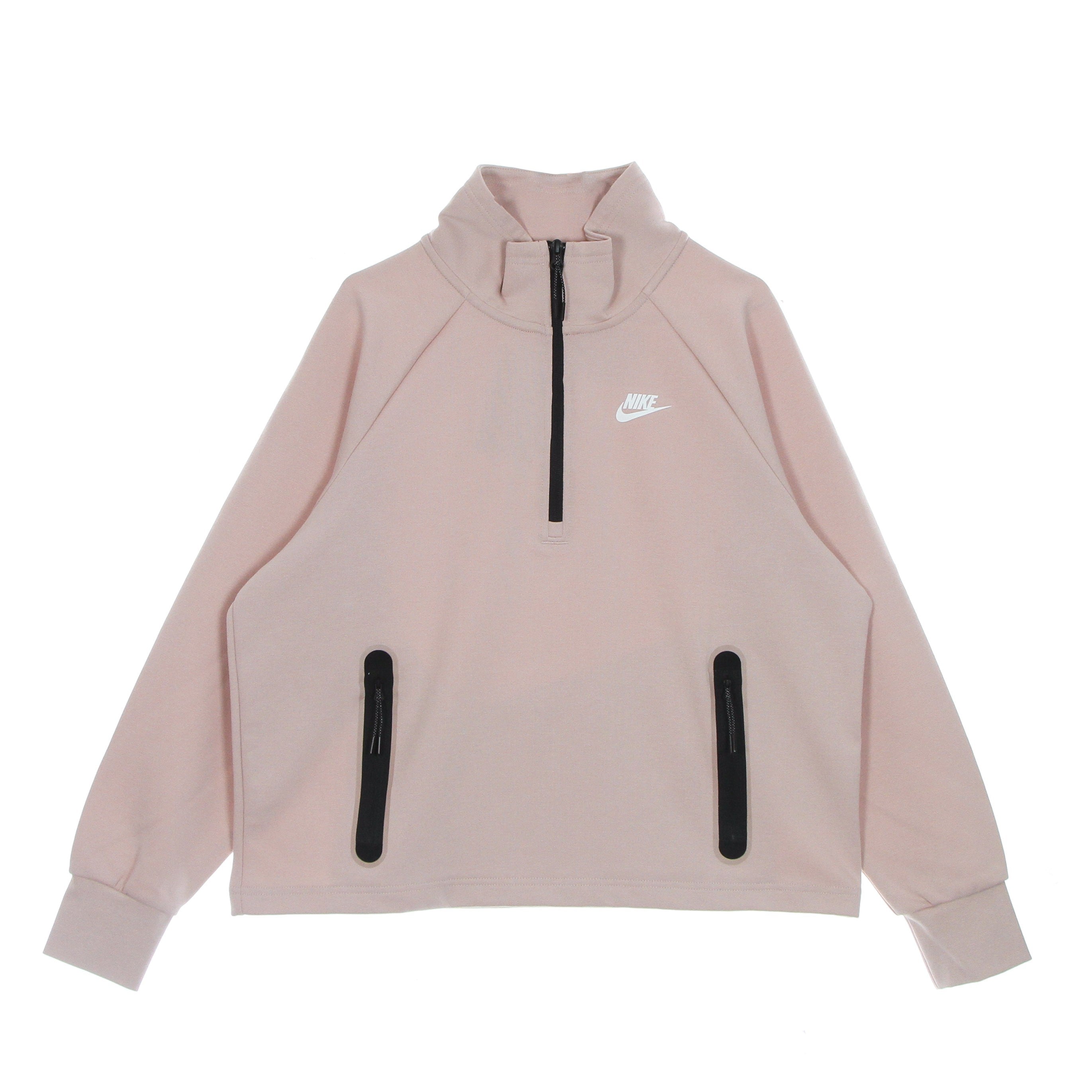 Nike, Felpa Leggera Collo Alto Donna Sportswear Tech Fleece 1/4-zip Top, Pink Oxford/white