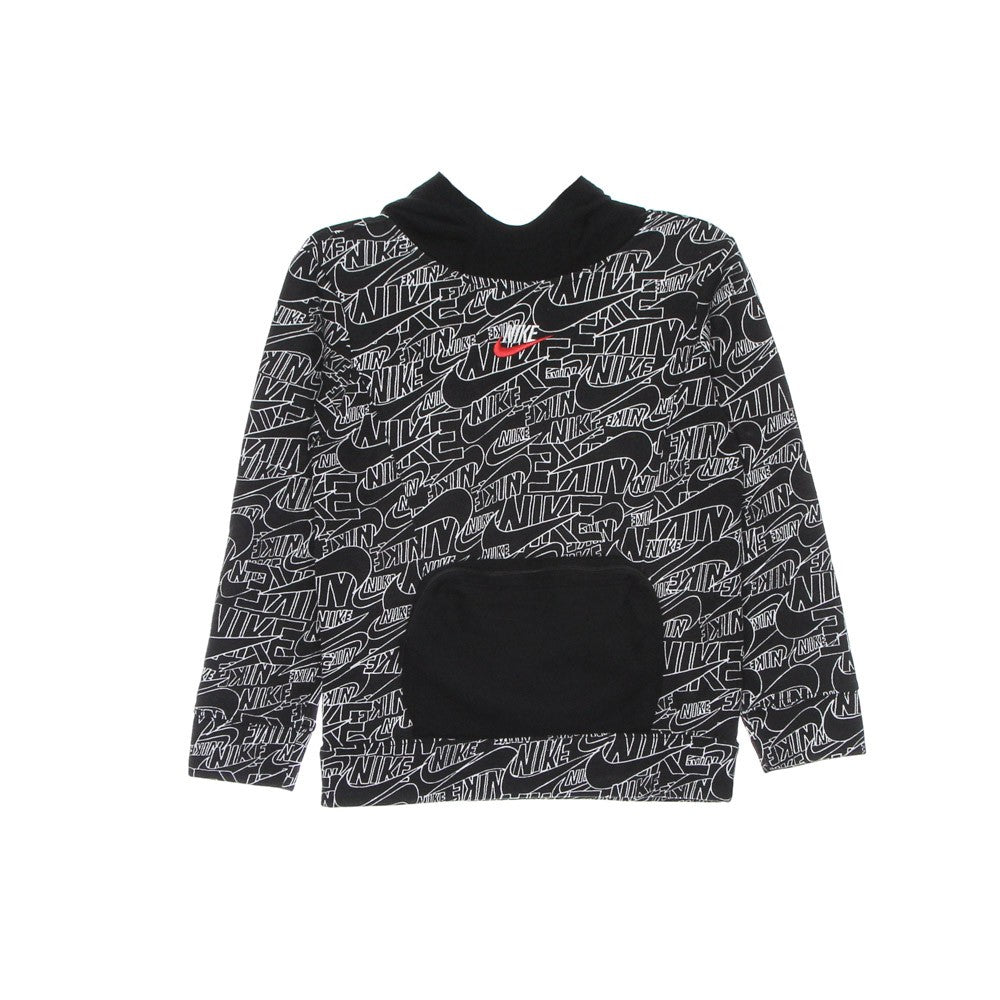 Nike, Felpa Leggera Cappuccio Bambino Nike Read Aop Po Hoodie, Black