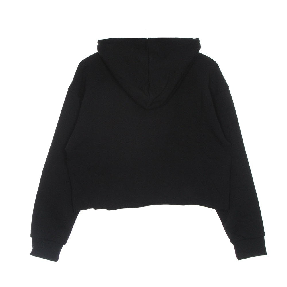 Women's Cropped Lightweight Hooded Sweatshirt Logo Crop Hoodie Black