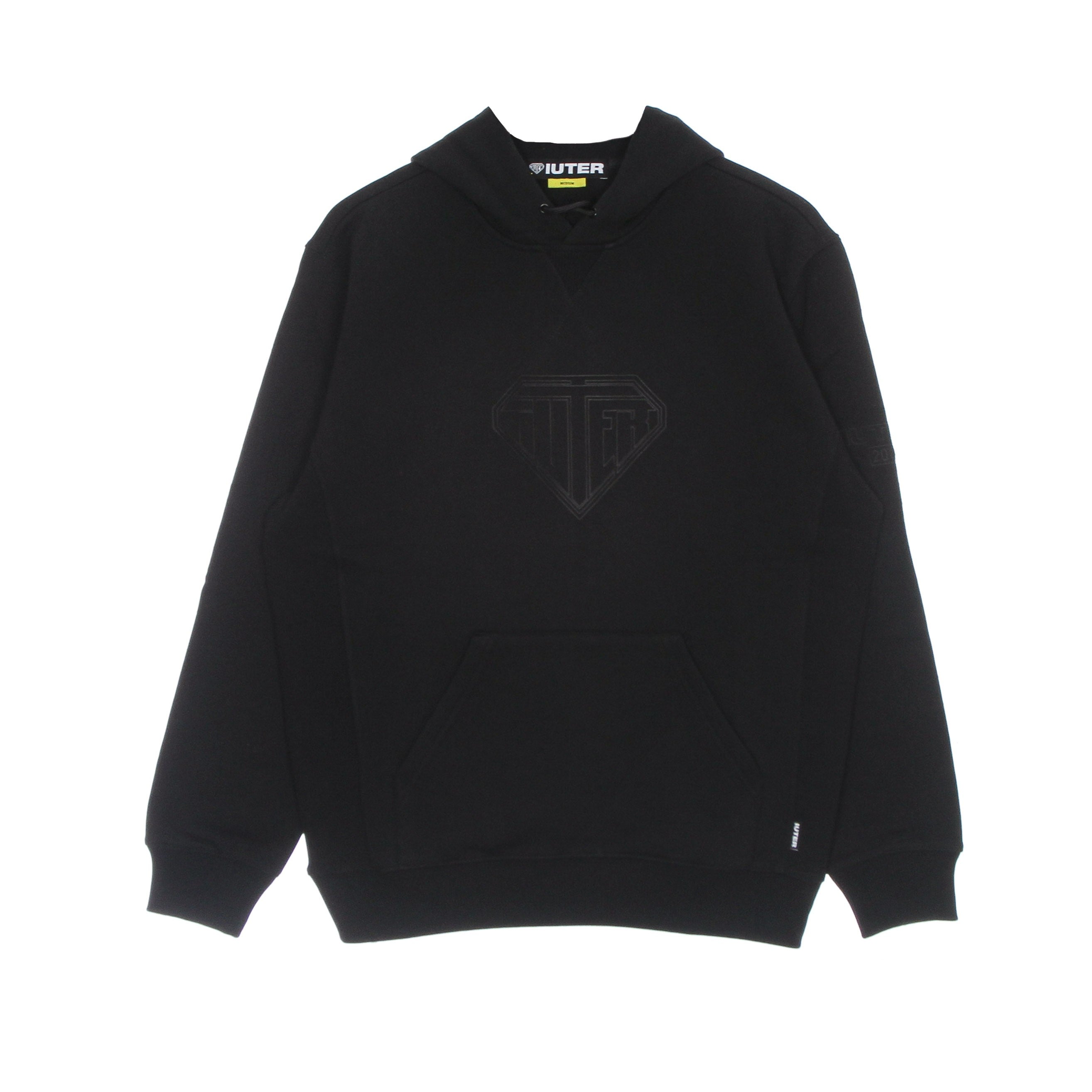 Iuter, Felpa Cappuccio Uomo Logo Hoodie, Black