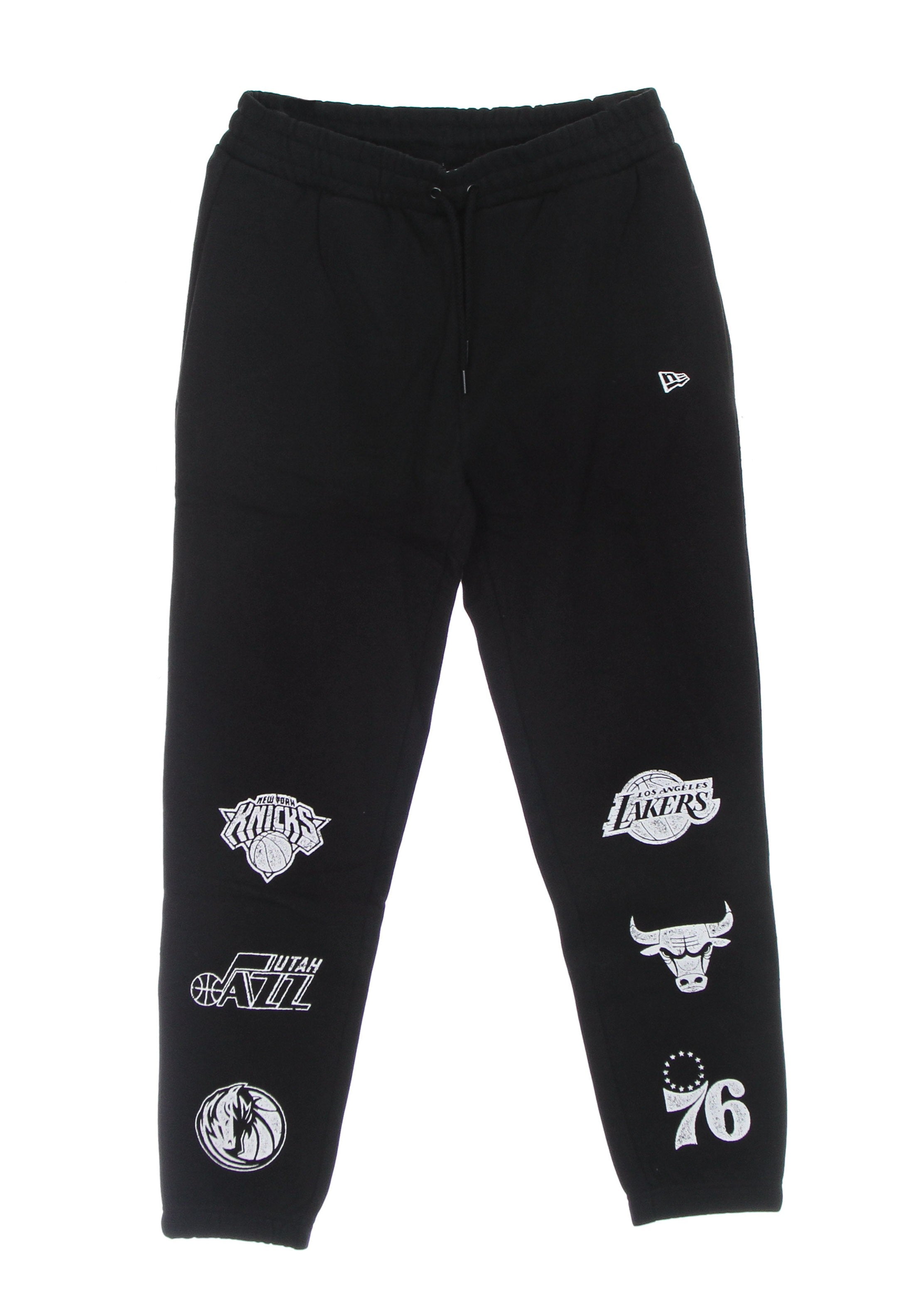 New Era, Pantalone Tuta Felpato Uomo Nba Multi Team Logo Jogger, Black