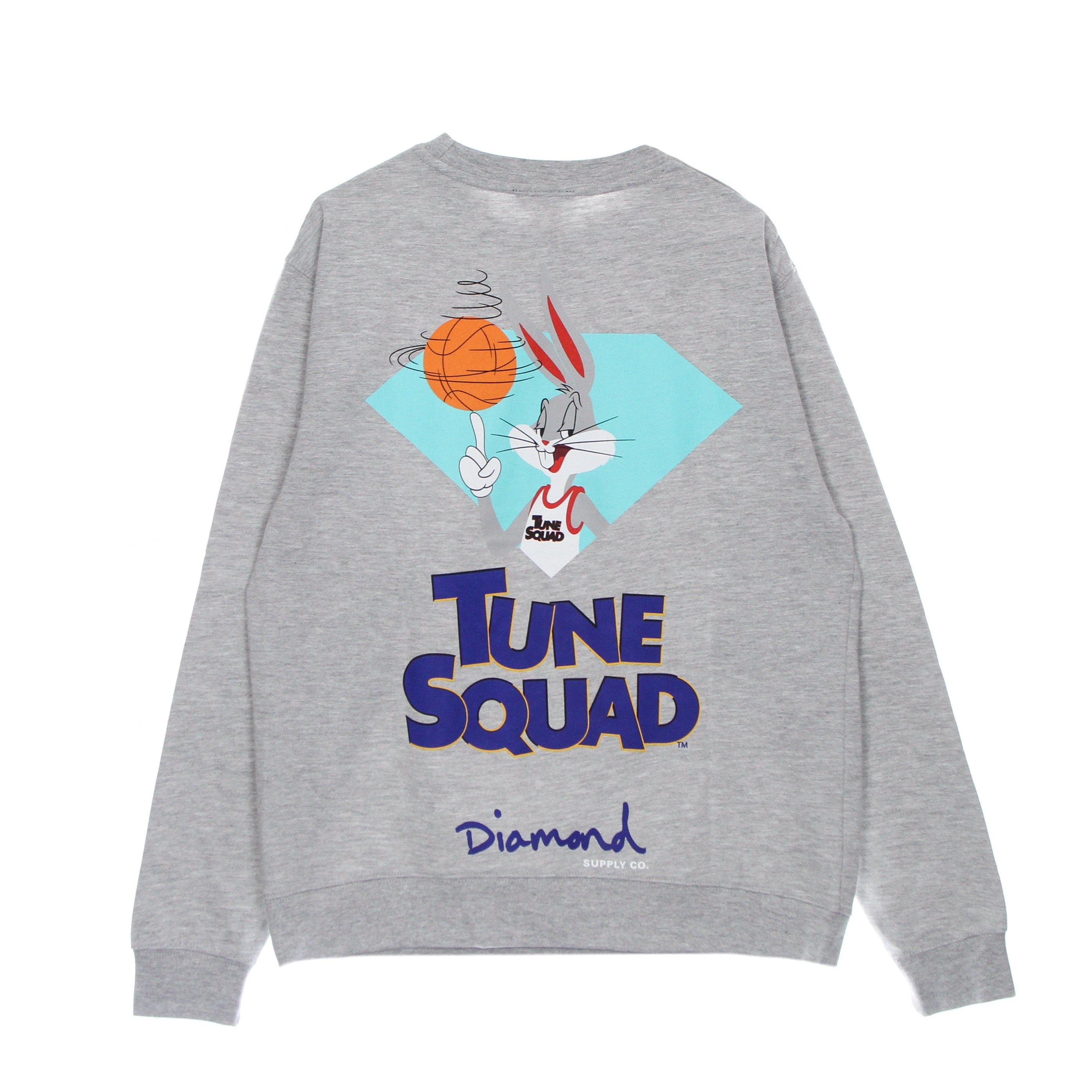 Diamond Supply, Felpa Girocollo Uomo Bugs Bunny Crew X Space Jam 2, Heather Grey