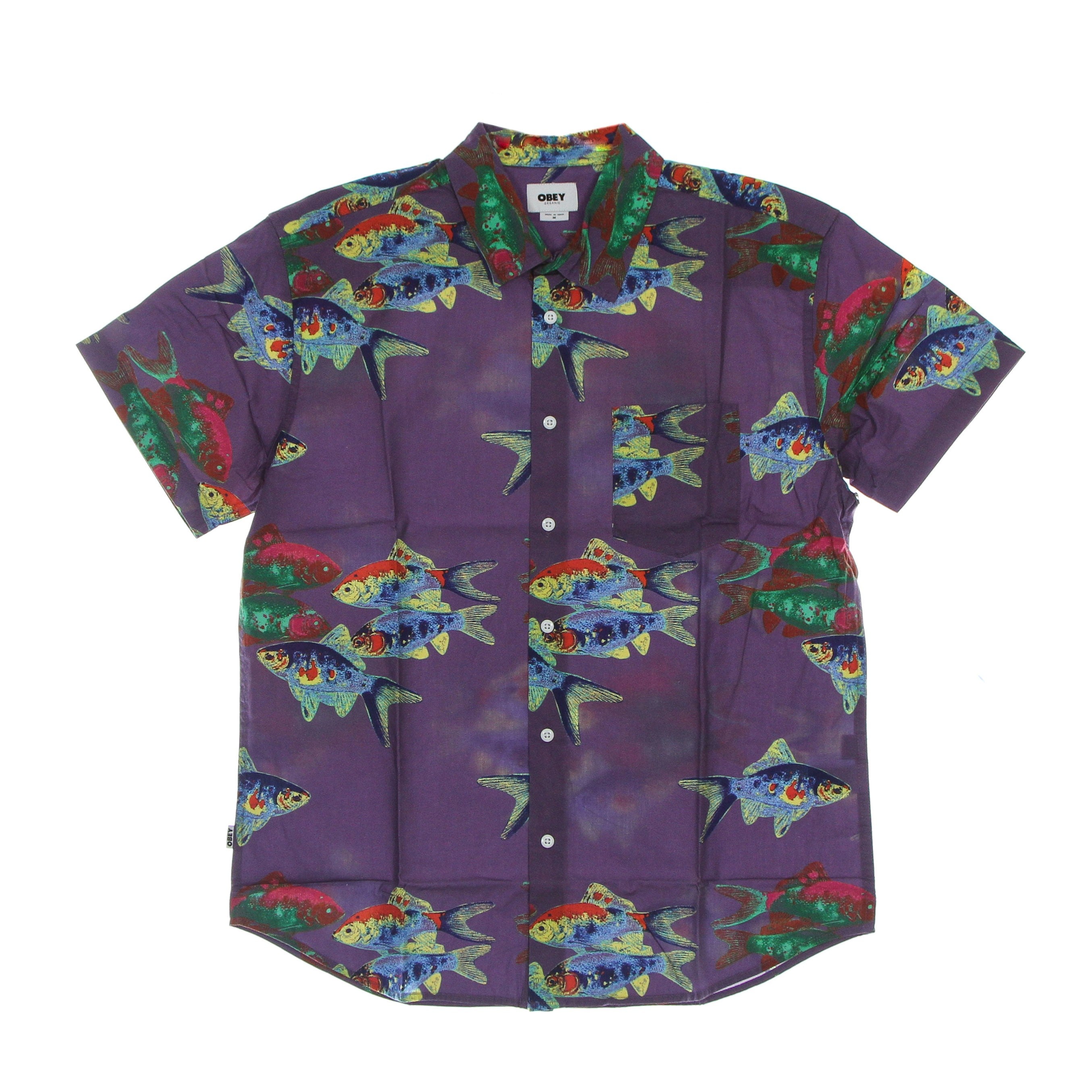 Obey, Camicia Manica Corta Uomo Fishbowl Woven, Lavender Silk Multi