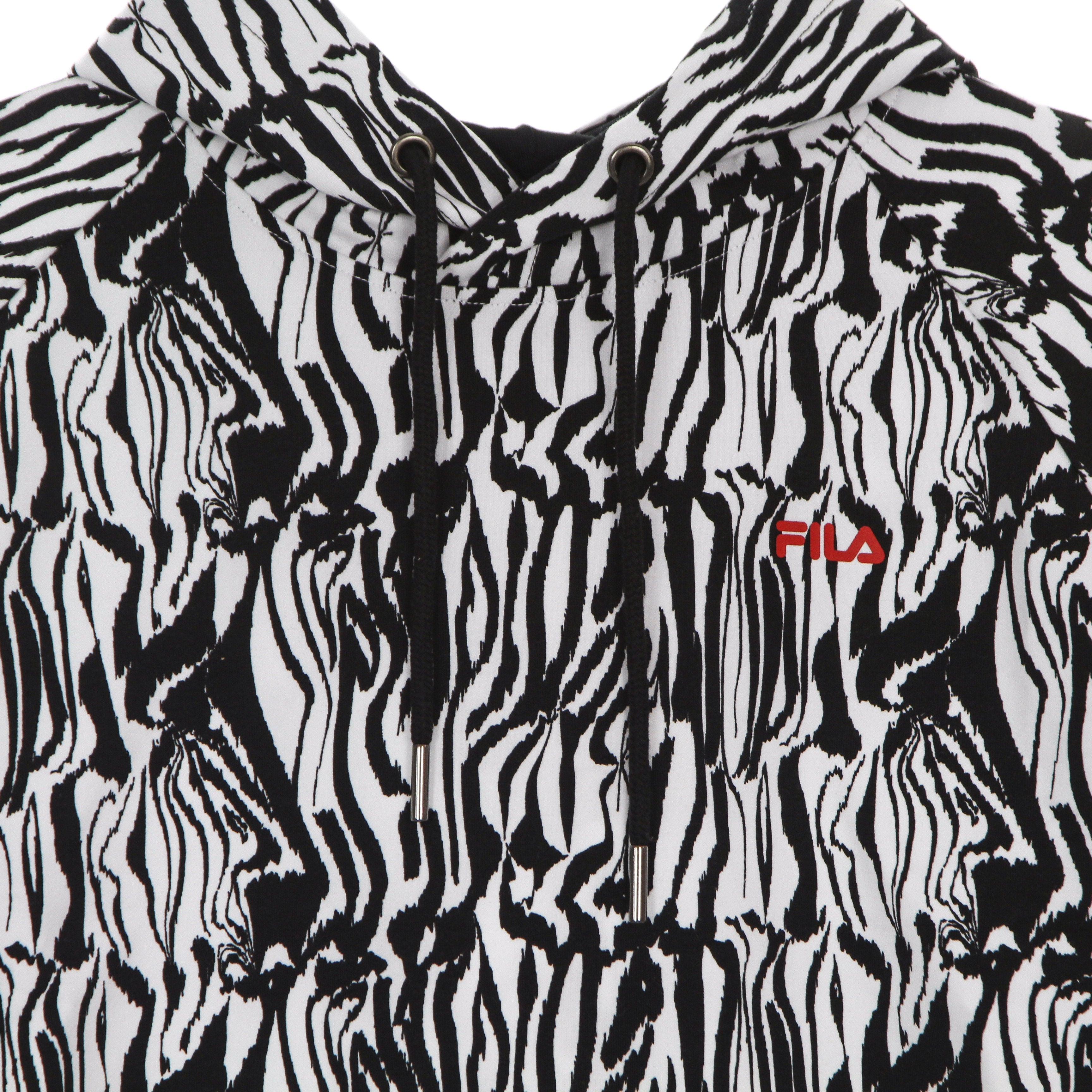 Fila, Felpa Leggera Cappuccio Corta Donna Breza All Over Print Cropped Hoody, 