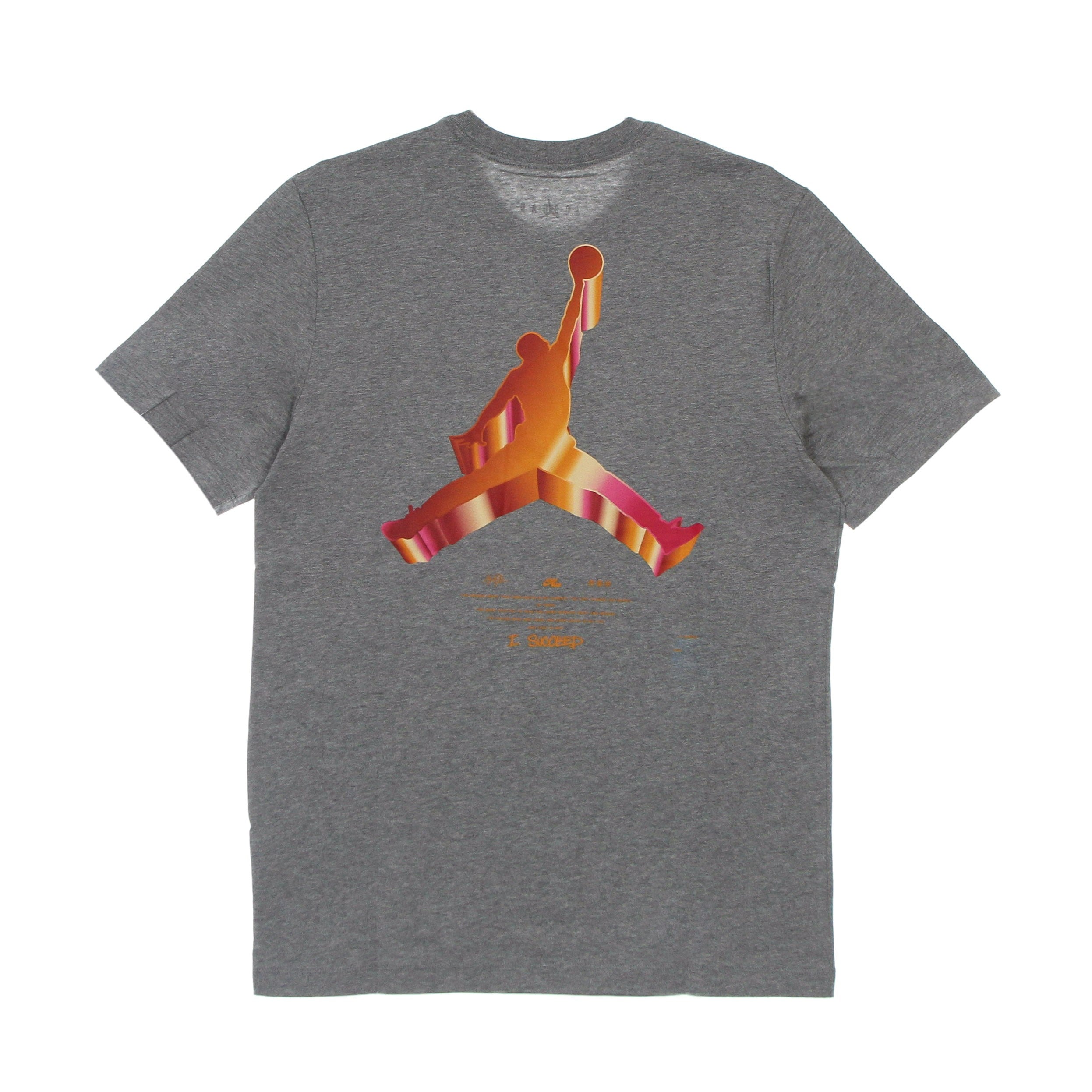 Jordan, Maglietta Uomo Jumpman 3d Crew, Carbon Heather/light Curry