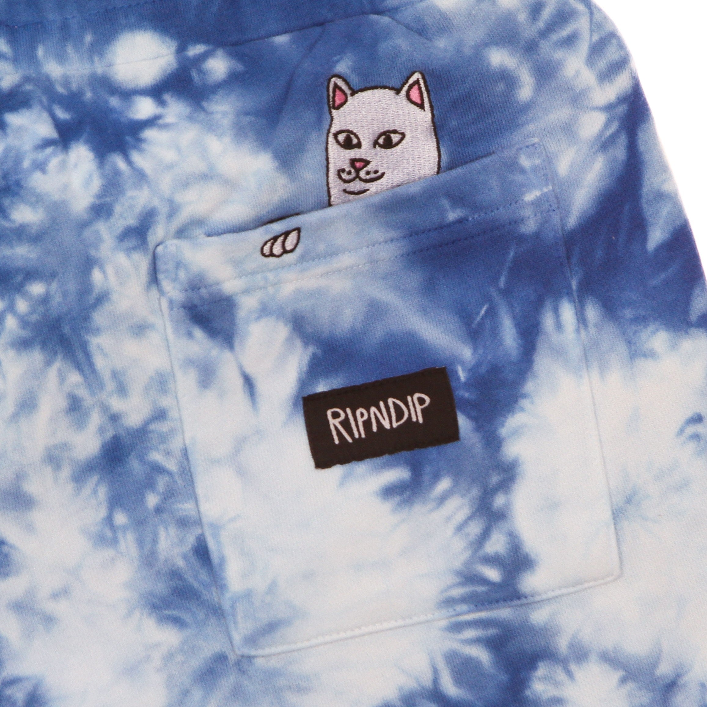 Men's Short Tracksuit Trousers Ripntail Sweat Shorts Blue Acid Wash