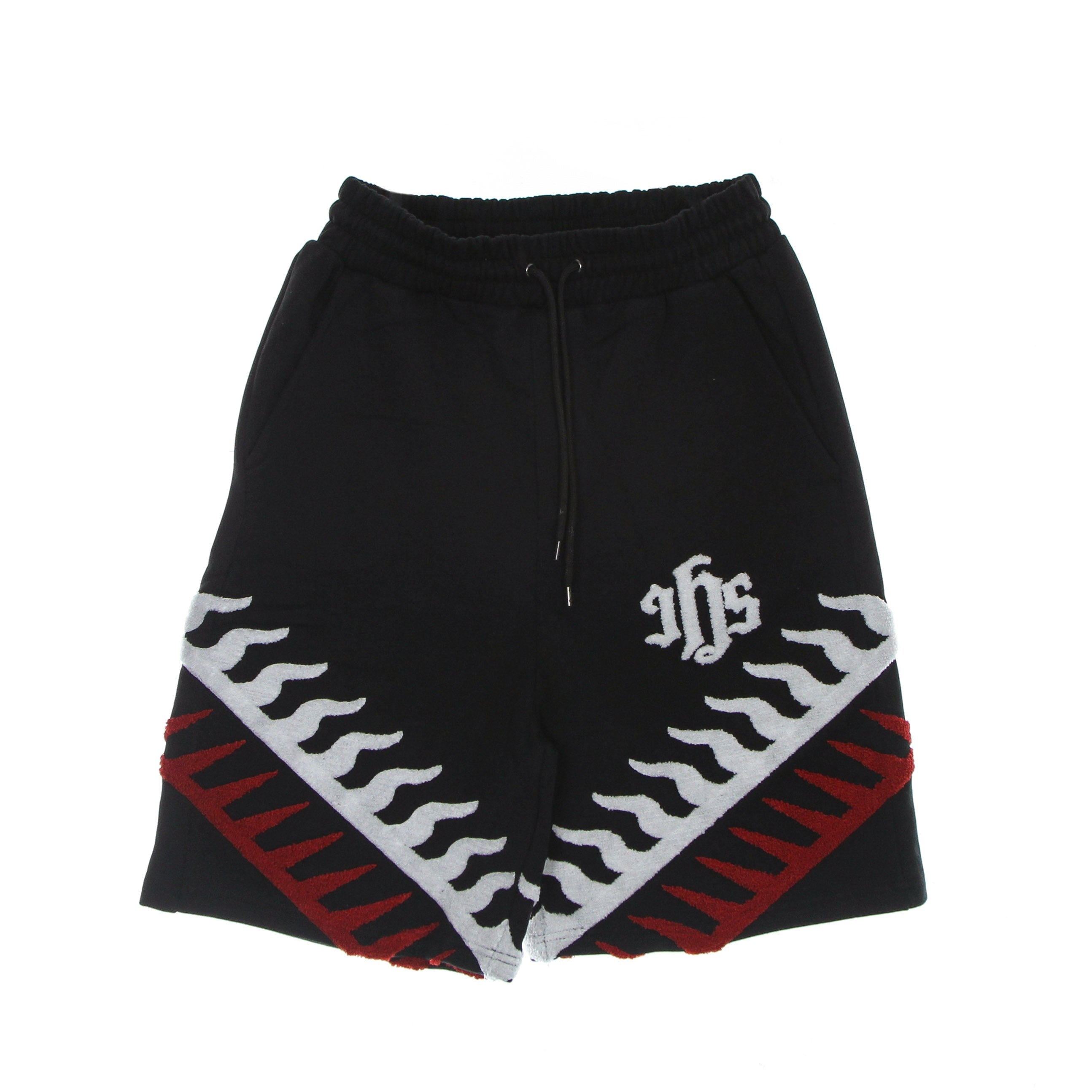 Ihs, Pantalone Corto Tuta Uomo Sponge Graphic Flames Basket Pants, Black