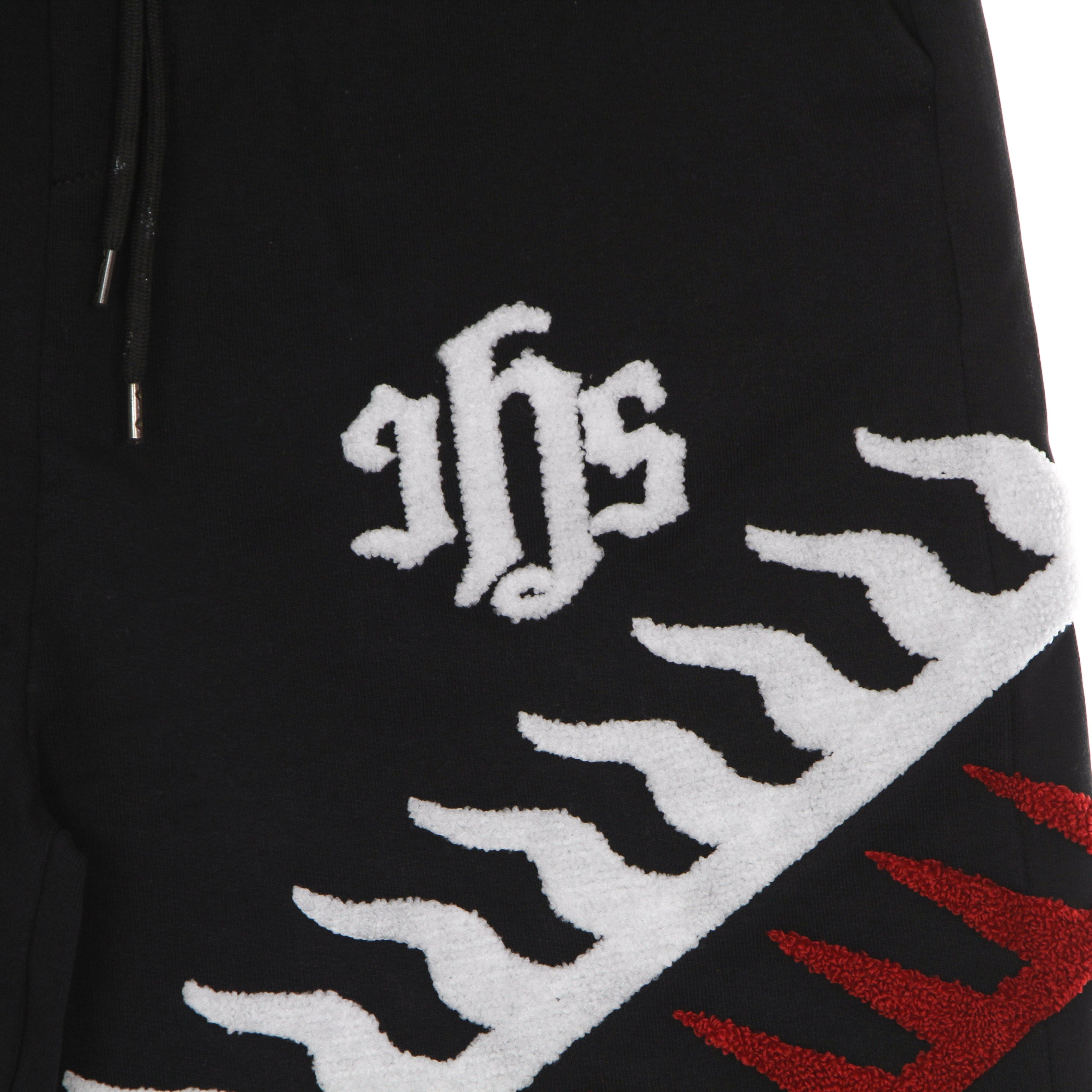 Ihs, Pantalone Corto Tuta Uomo Sponge Graphic Flames Basket Pants, 