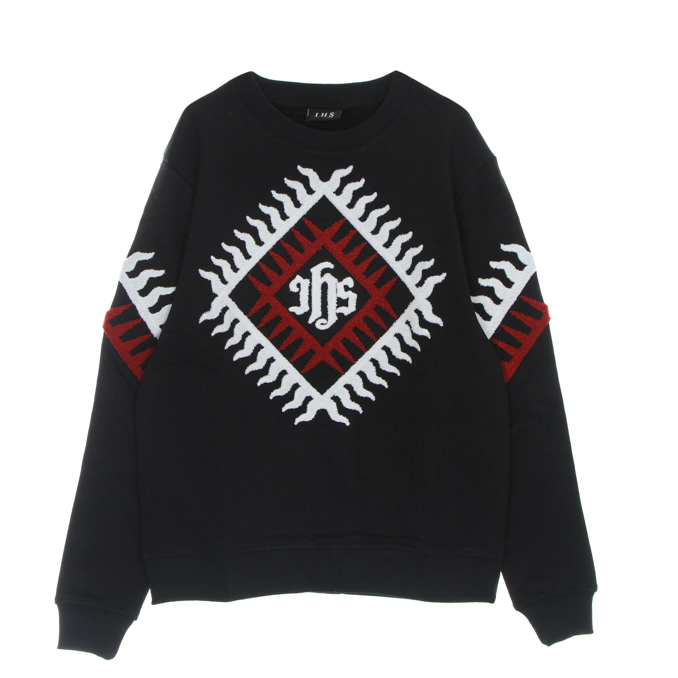 Ihs, Felpa Leggera Girocollo Uomo Sponge Graphic Flames Sweatshirt, Black
