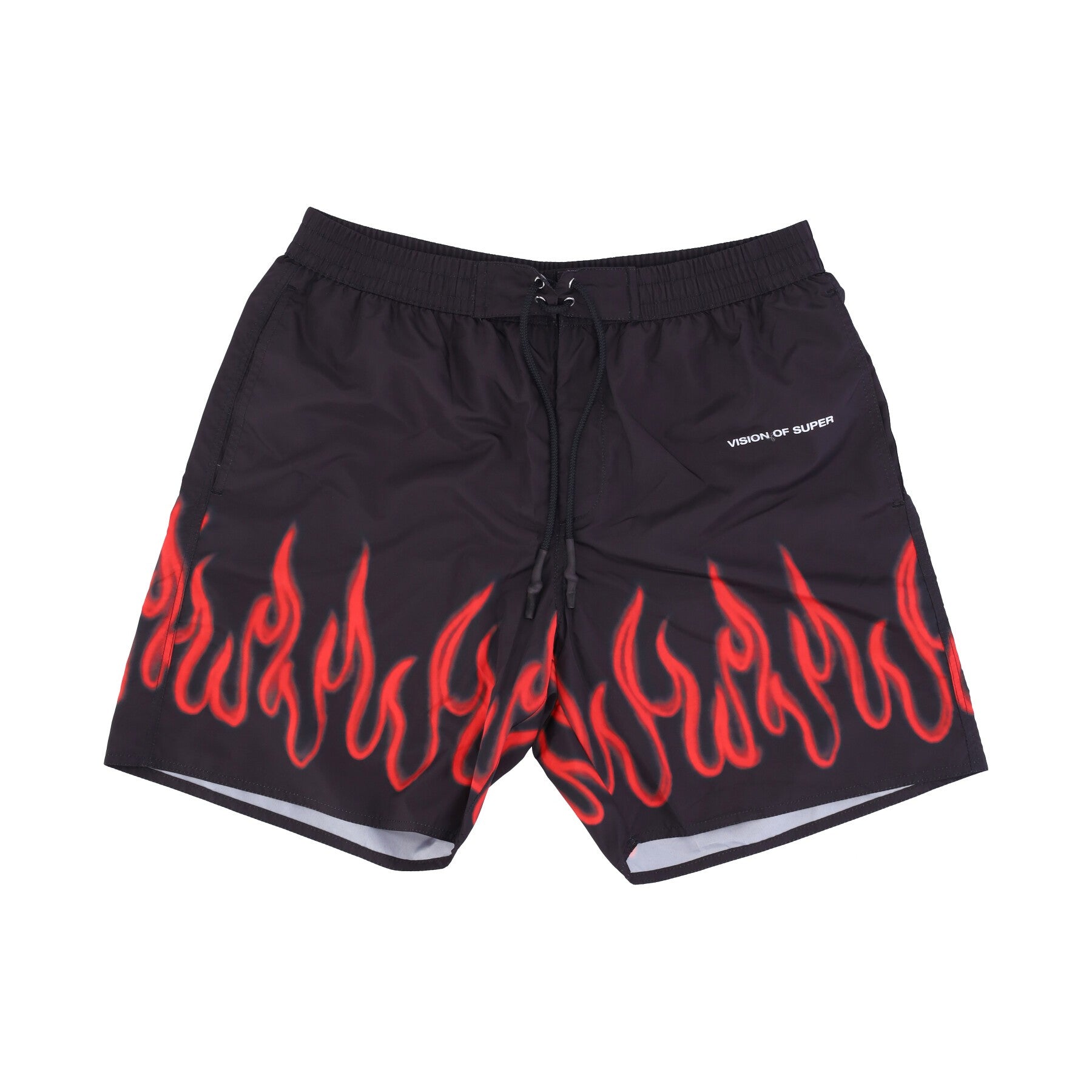 Vision Of Super, Costume Pantaloncino Uomo Spray Flames Swimwear, Black/red