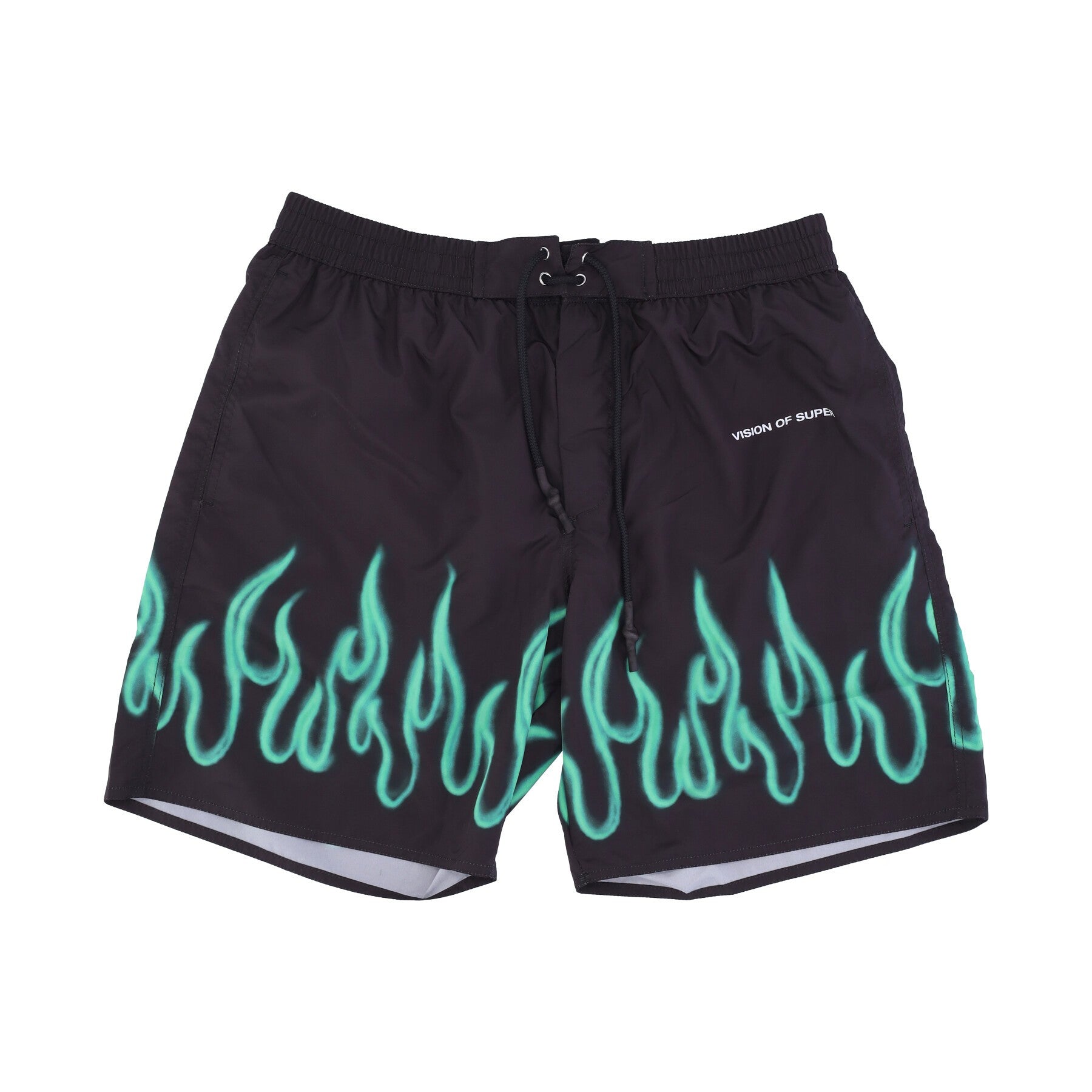 Vision Of Super, Costume Pantaloncino Uomo Spray Flames Swimwear, Black/green