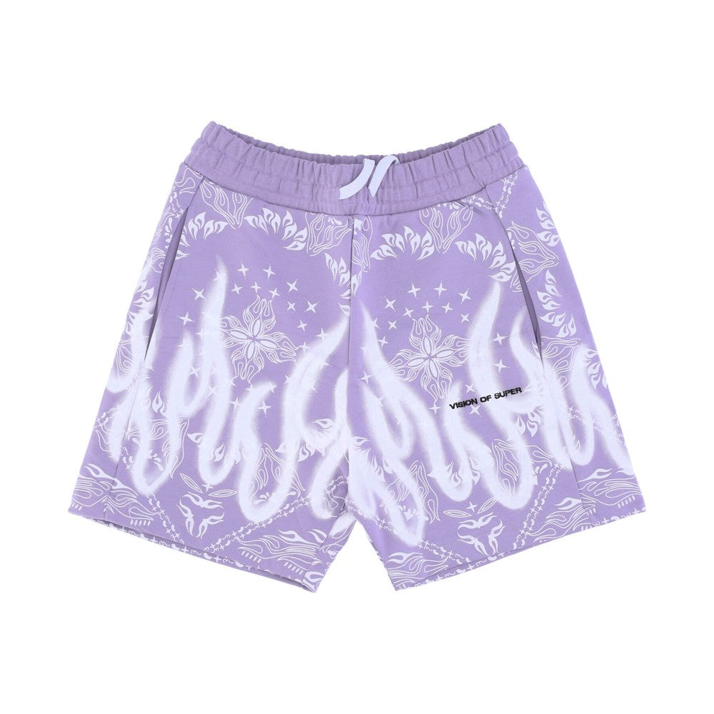 Vision Of Super, Pantalone Corto Tuta Uomo Bandana Print Shorts, Purple