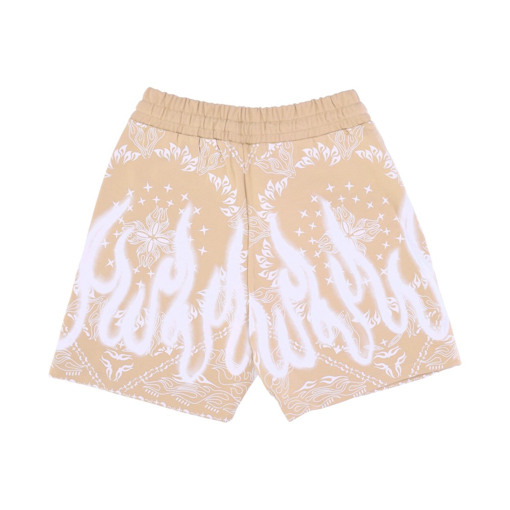 Suite de pantalon court short imprimé bandana beige