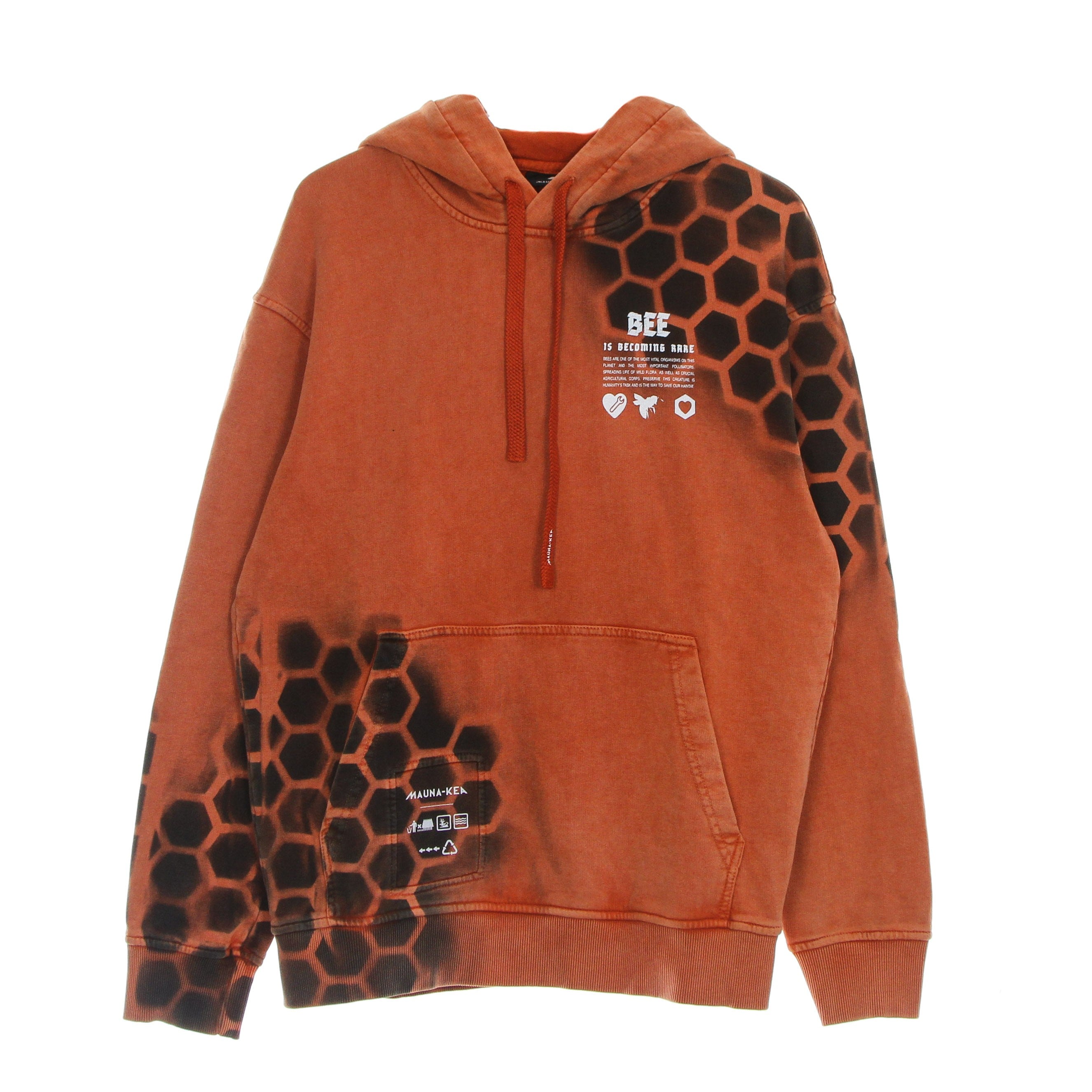 Men's Lightweight Hooded Sweatshirt Bee Hoodie Stone Washed Orange
