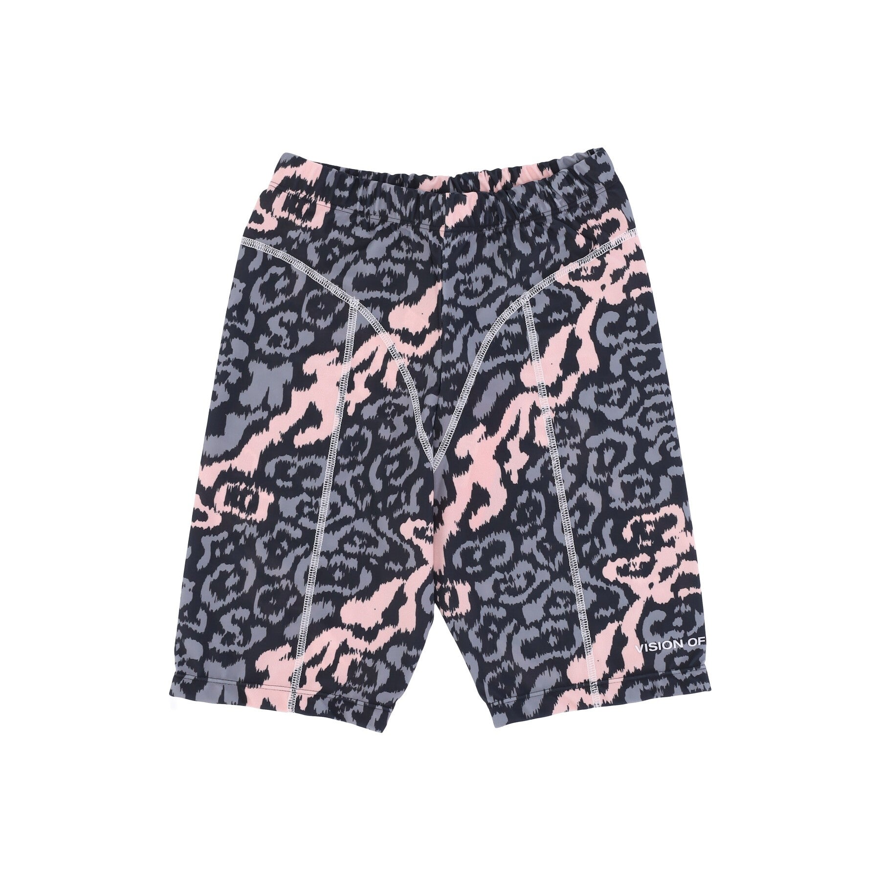 Vision Of Super, Pantaloncino Ciclista Donna Allover Leopard Leggings, Pink/grey