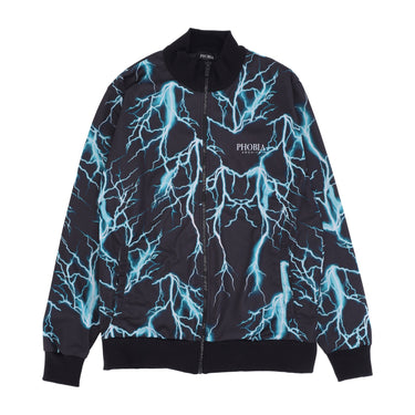 Phobia, Giacca Tuta Uomo All Over Lightning Sweatshirt, Black/lightblue