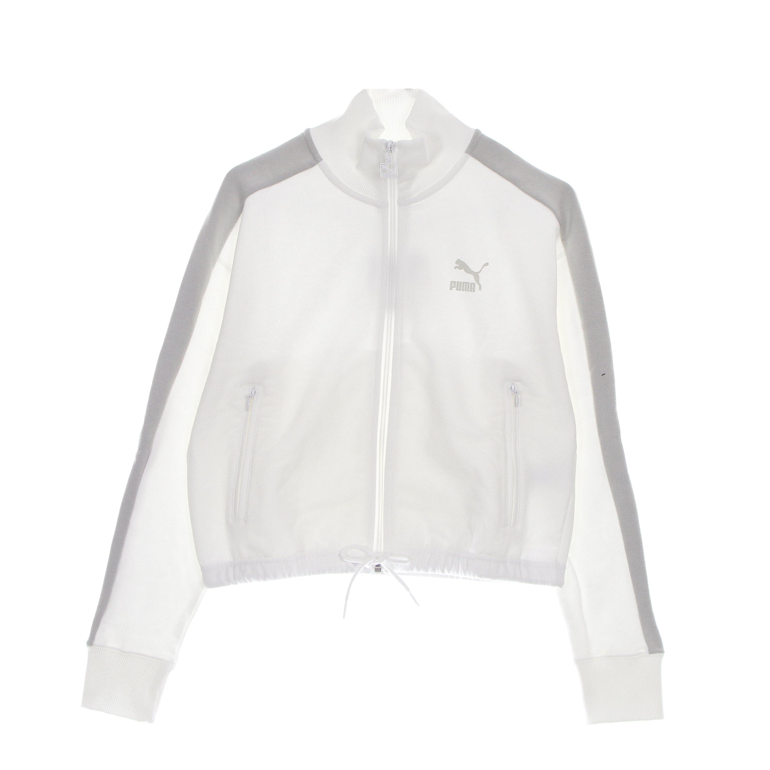 Puma, Felpa Leggera Collo Alto Corta Donna T7 Crop Track Jacket, White