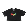 Huf, Maglietta Corta Donna Gummed Crop Tee, Black