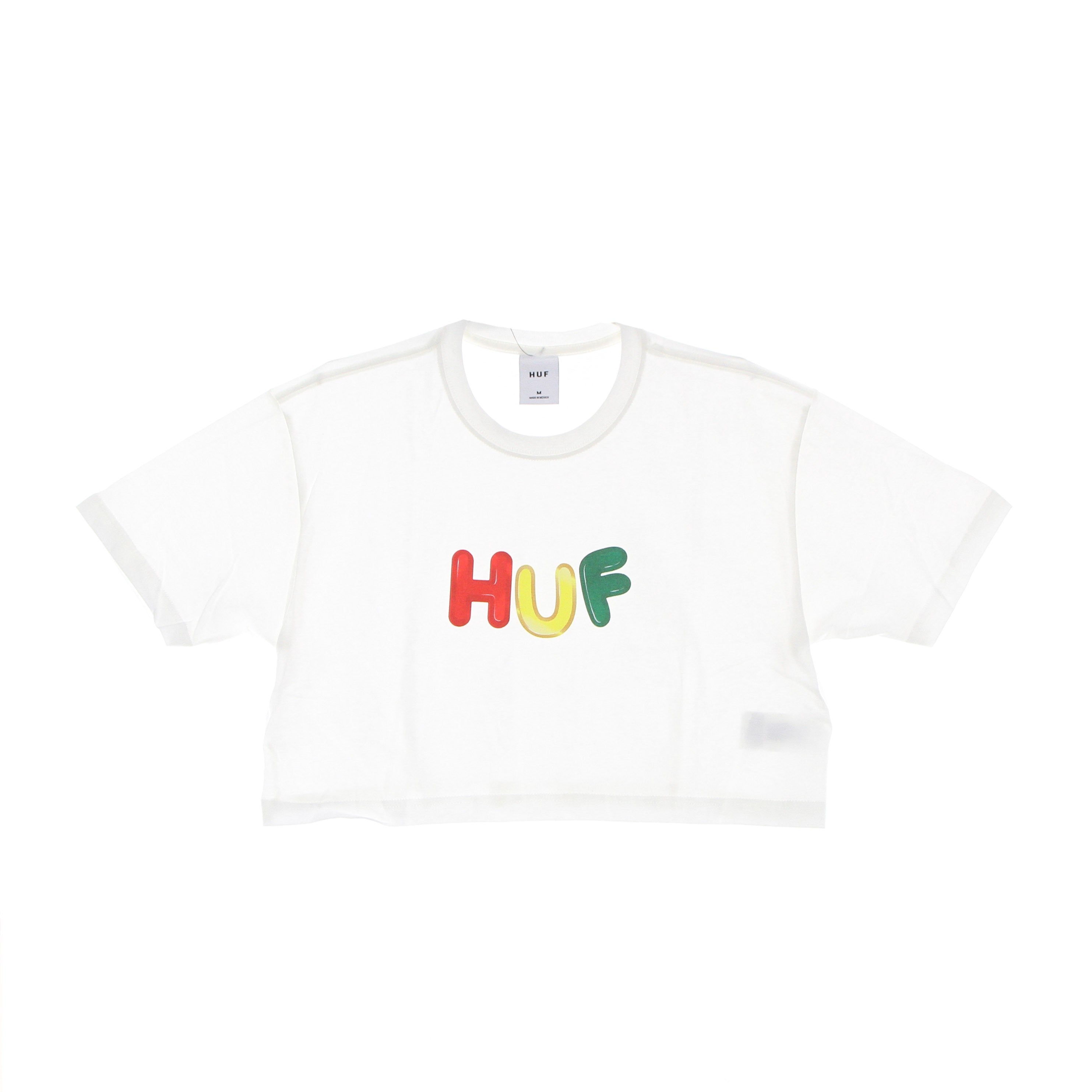 Huf, Maglietta Corta Donna Gummed Crop Tee, Off White