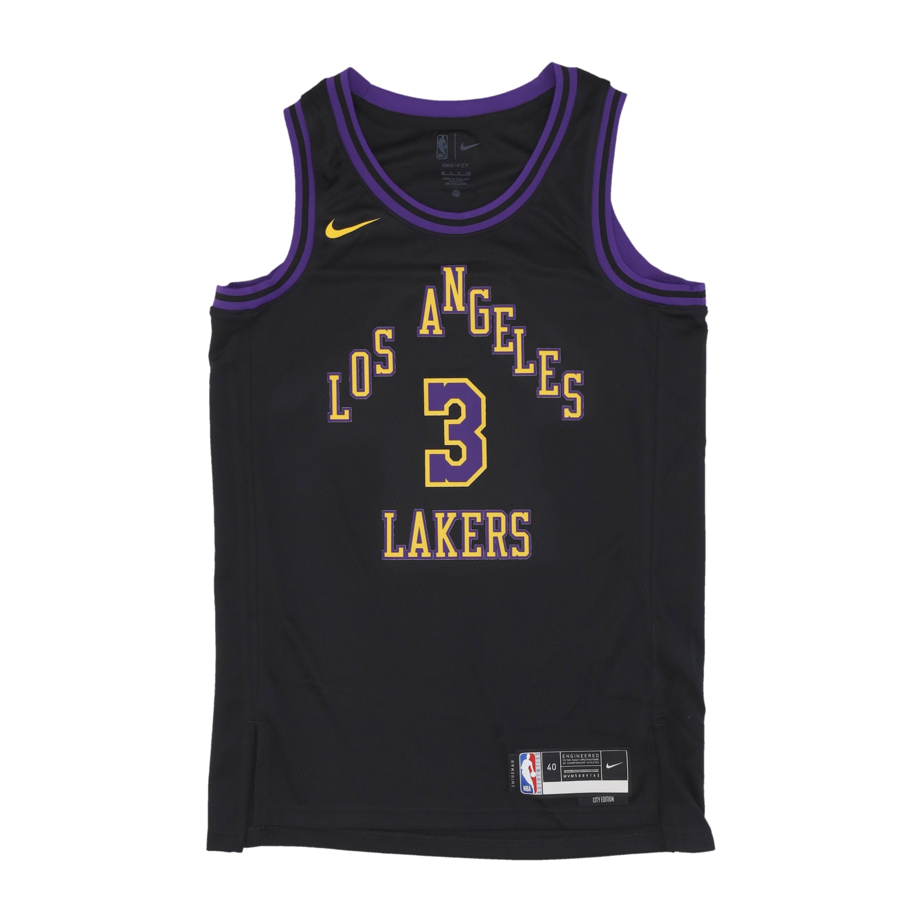 Canotta Basket Uomo Nba City Edition 2023/24 Dri-fit Swingman Jersey No 3 Anthony Davis Loslak Black DX8506-011