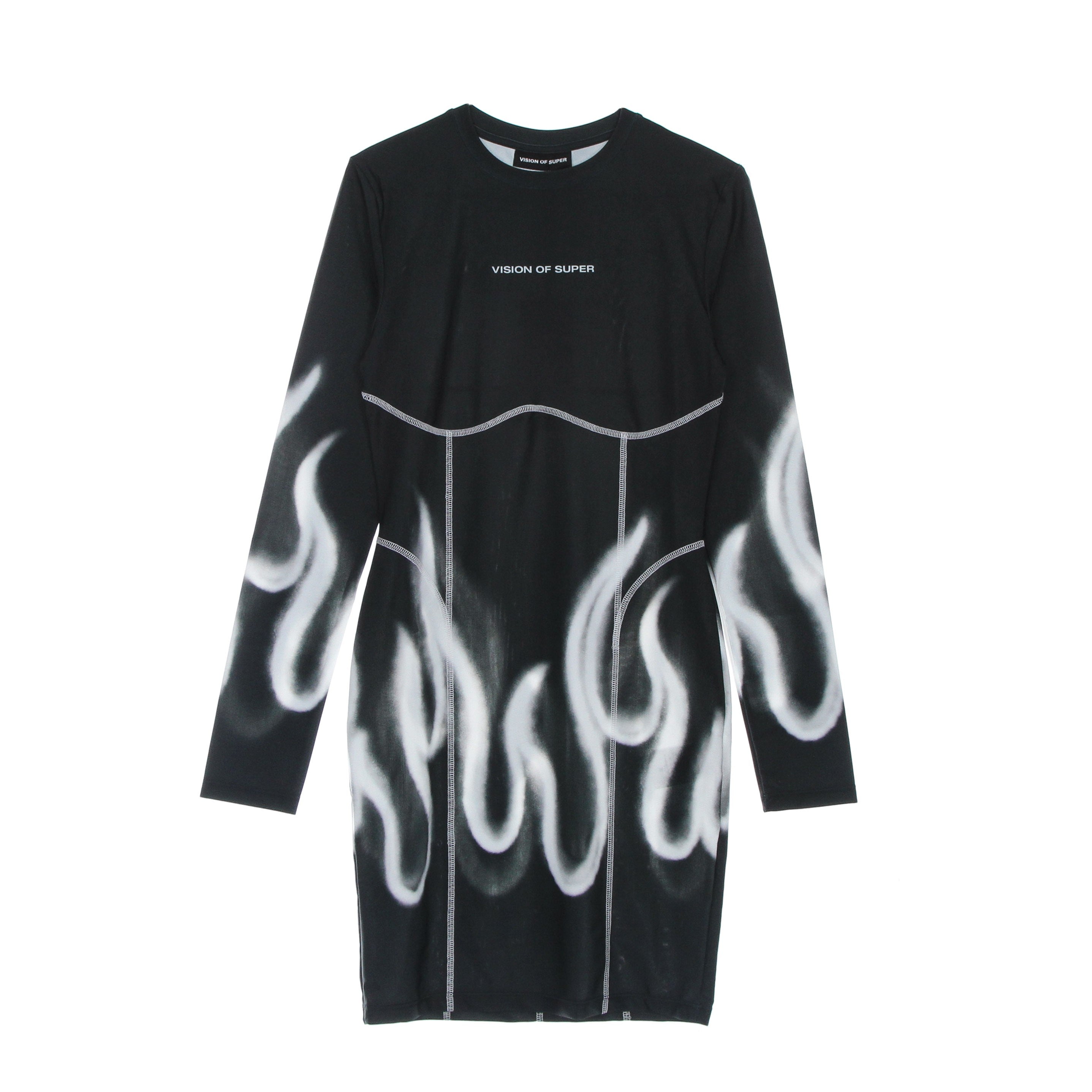 Vestito Donna Spray Flames Dress Black/white