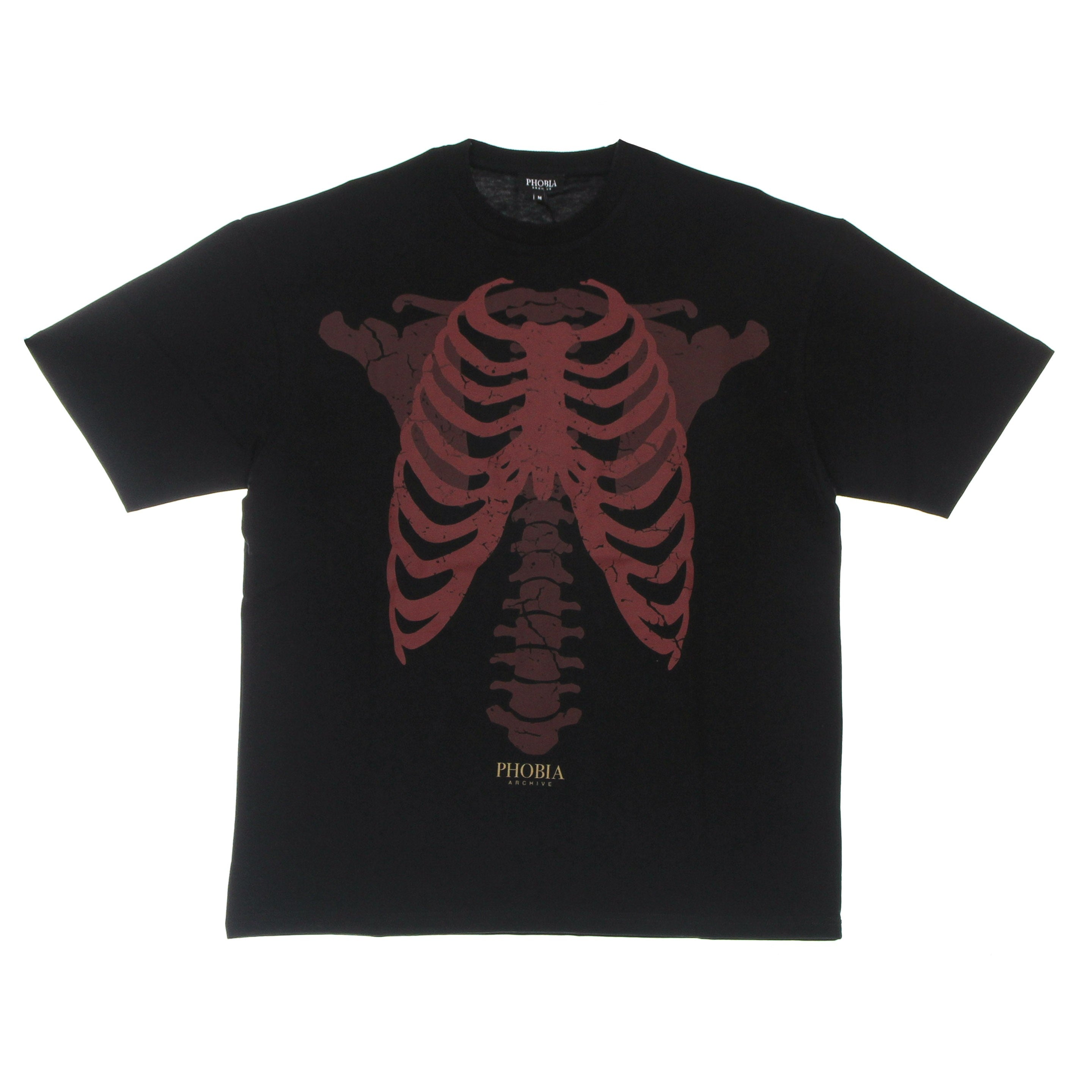 Phobia, Maglietta Uomo Skeleton Print Tee, Black/red