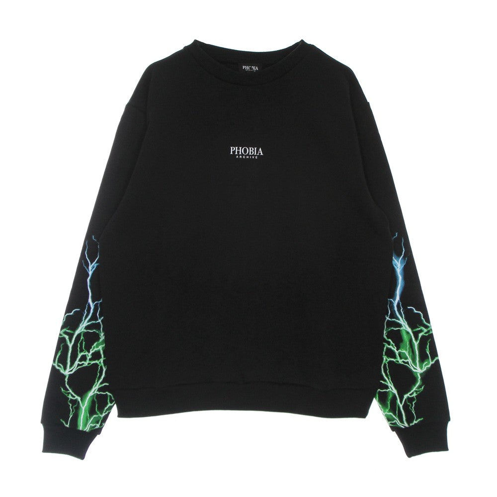 Phobia, Felpa Leggera Girocollo Uomo Lightning Crewneck, Black/green/lightblue