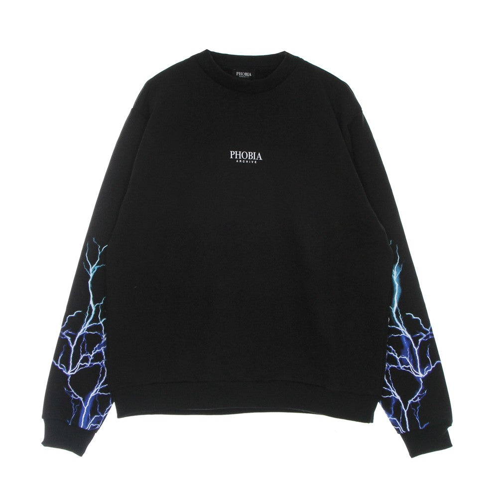 Phobia, Felpa Leggera Girocollo Uomo Lightning Crewneck, Black/blue/lightblue
