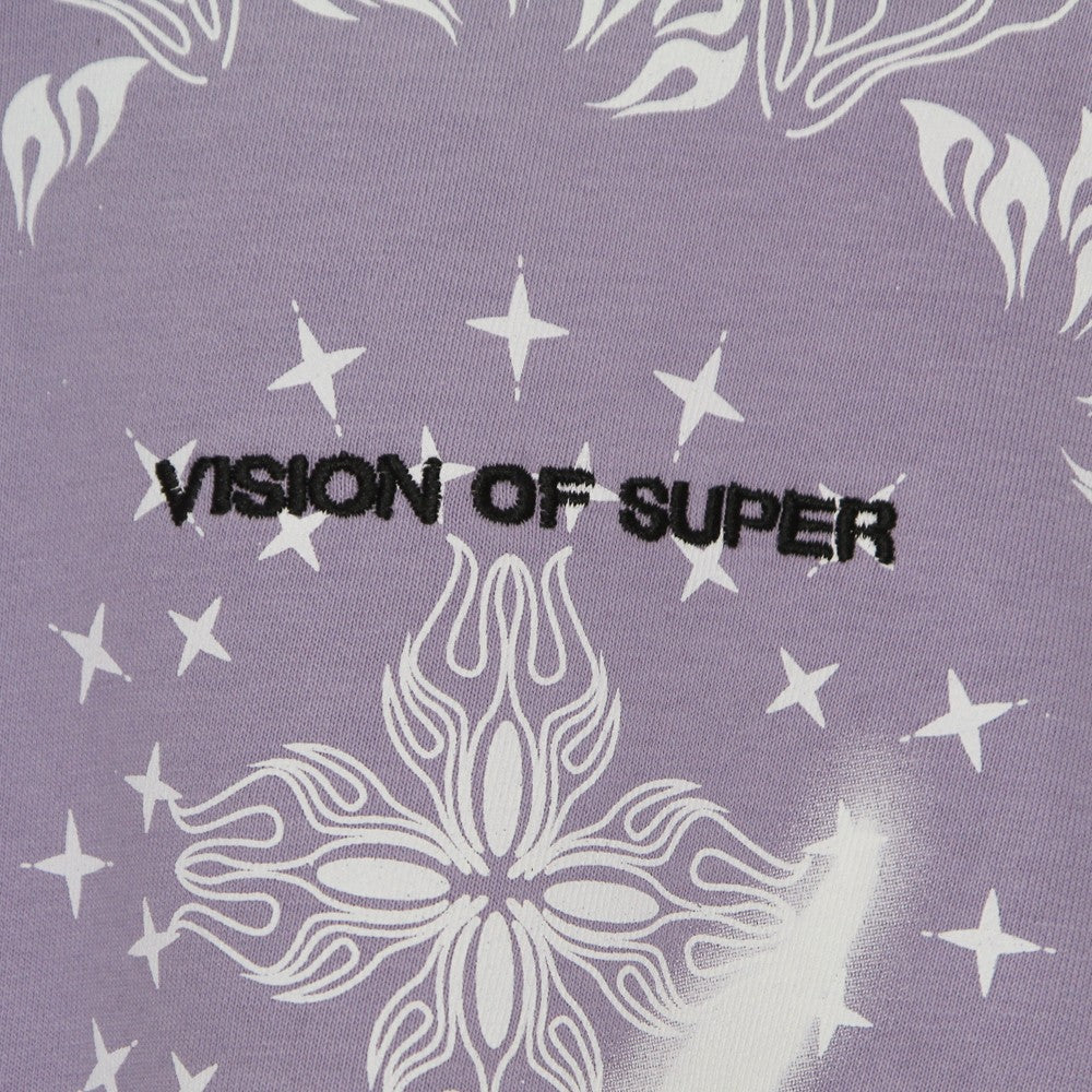 Vision Of Super, Felpa Leggera Girocollo Corta Donna Crop Hoodie Spray Flames, 