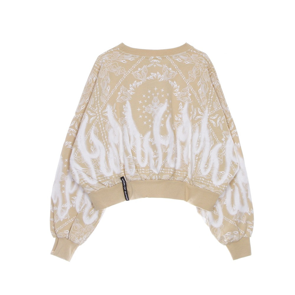 Vision Of Super, Felpa Leggera Girocollo Corta Donna Crop Bandana Print, 