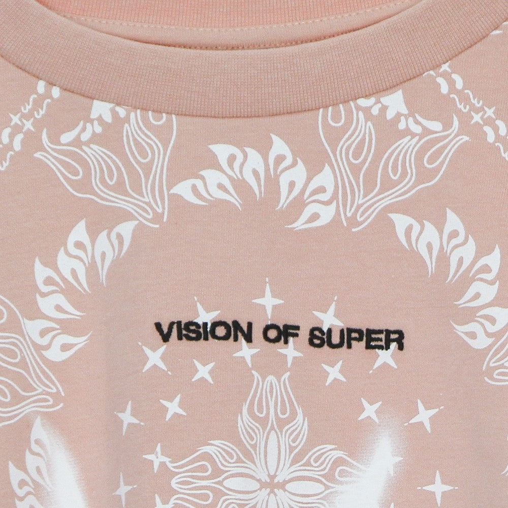 Vision Of Super, Felpa Leggera Girocollo Corta Donna Crop Hoodie Bandana Print, 