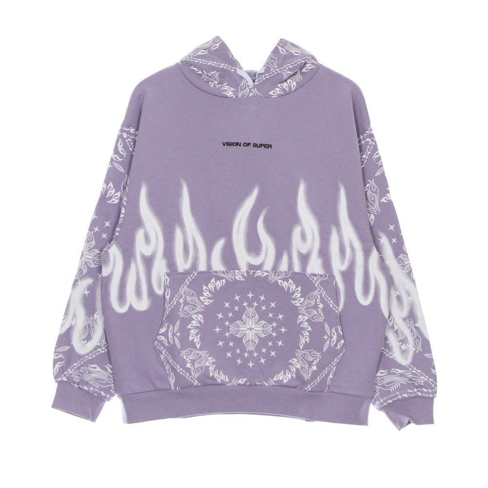 Vision Of Super, Felpa Leggera Cappuccio Uomo Bandana Print Hoodie, Lilac