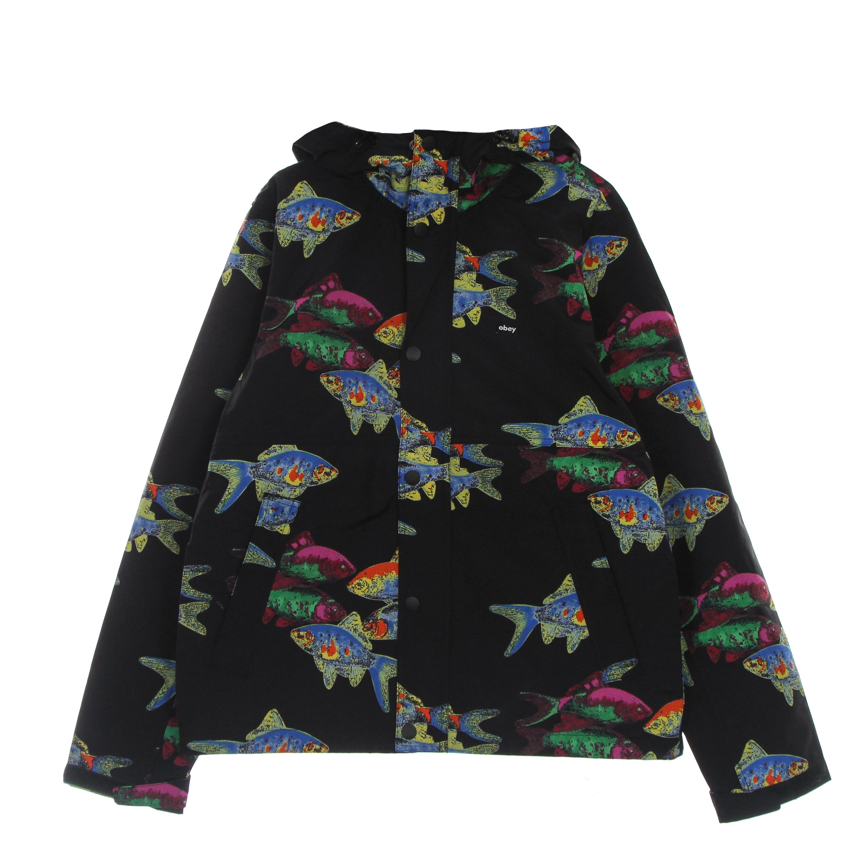 Obey, Giacca A Vento Uomo Fishbowl Jacket, Black Multi